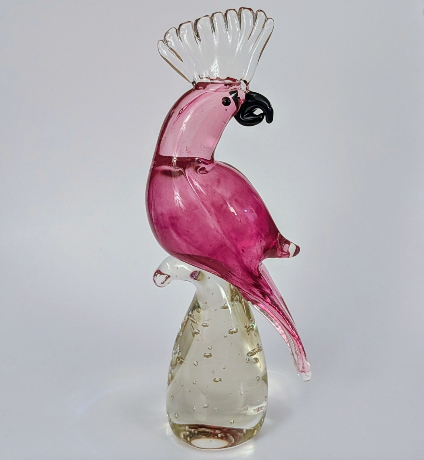 LENOX Pink COCKATOO Art Glass 12″ Parrot Bird Figurine Paperweight Excellent