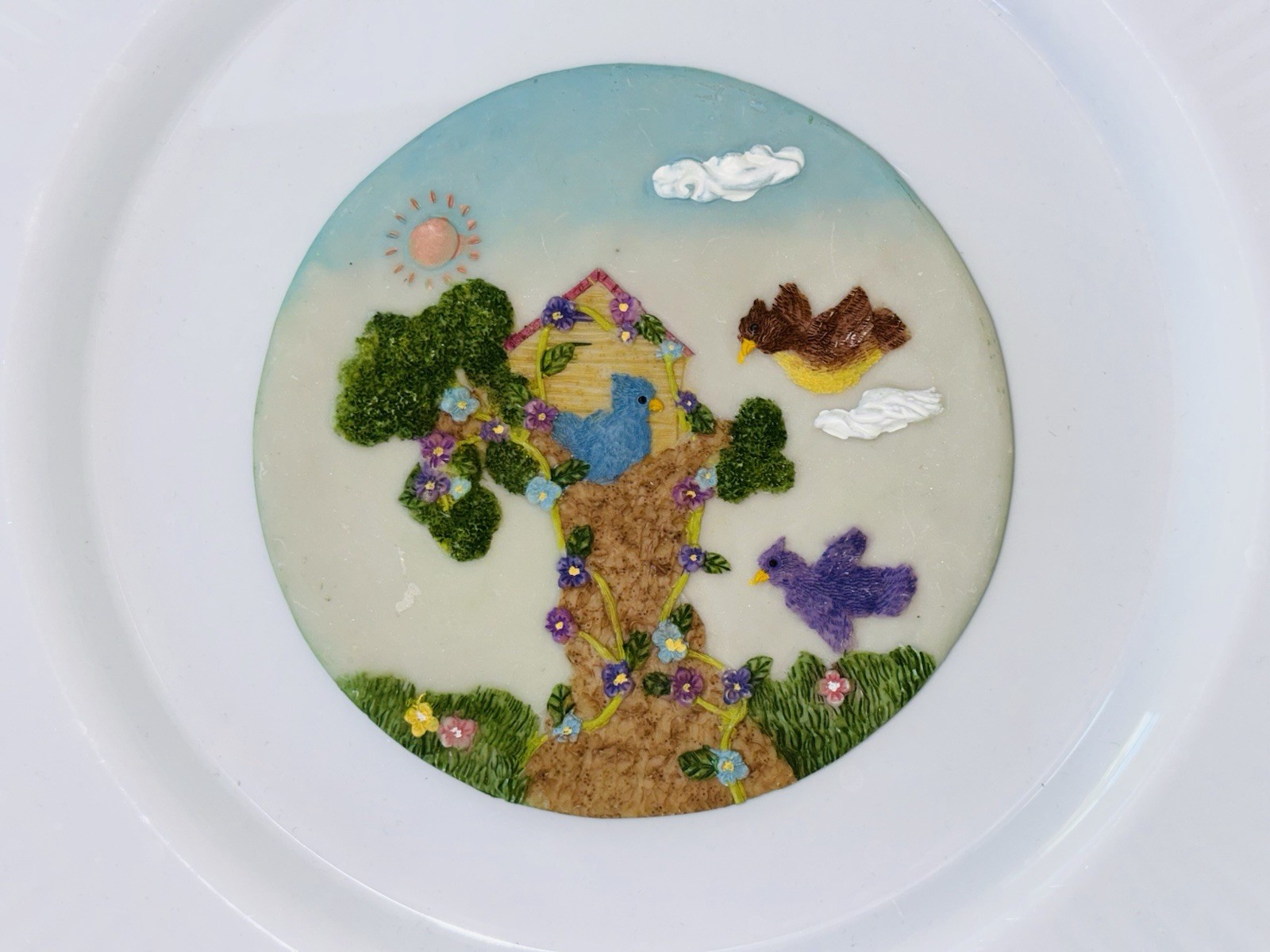 10 Pc Mini Resin Tea Set With Bird House Chicks, Nest, Teapot Adorable Details