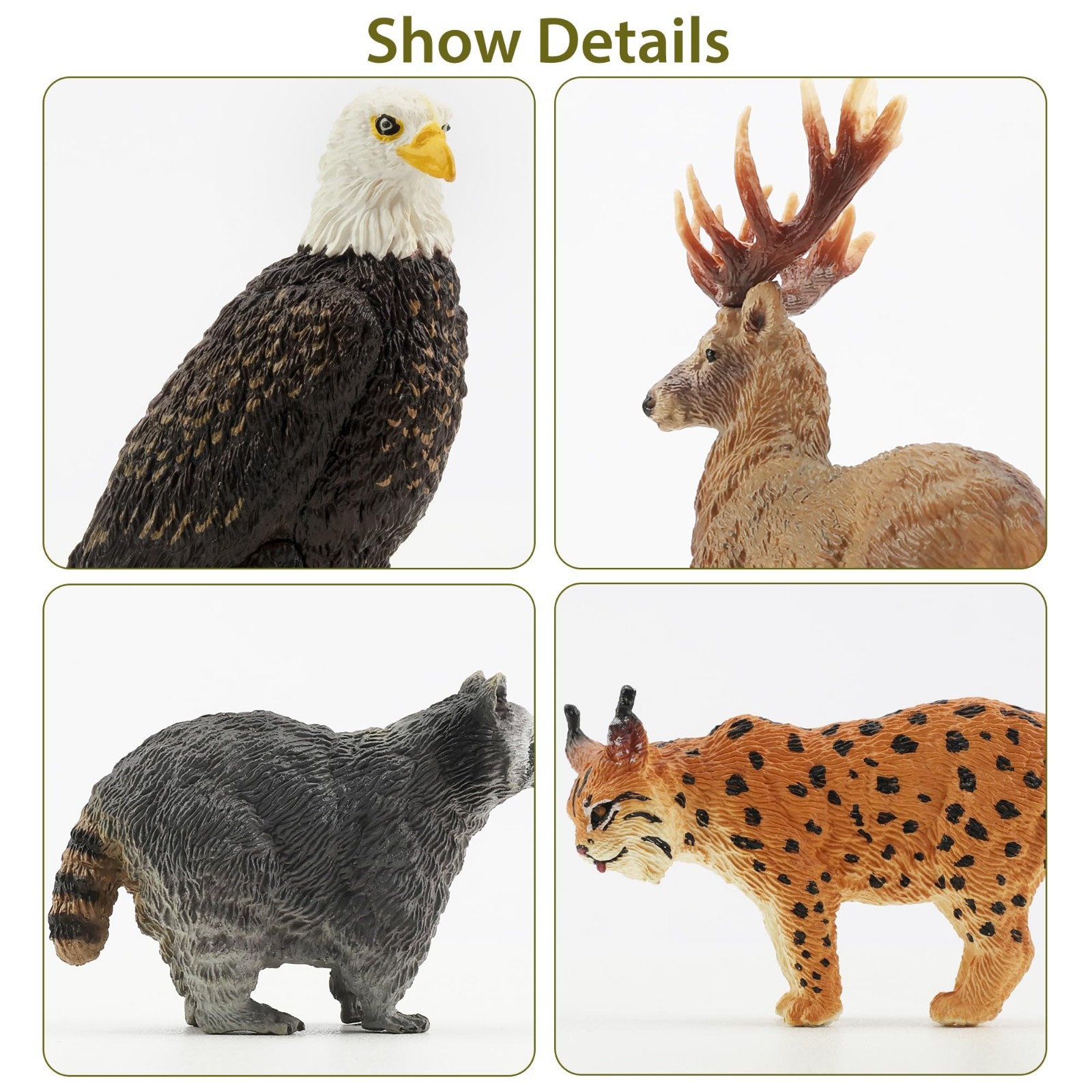 Toymany North American Forest Animal Figurine, Collectible Handpainted Toy Set