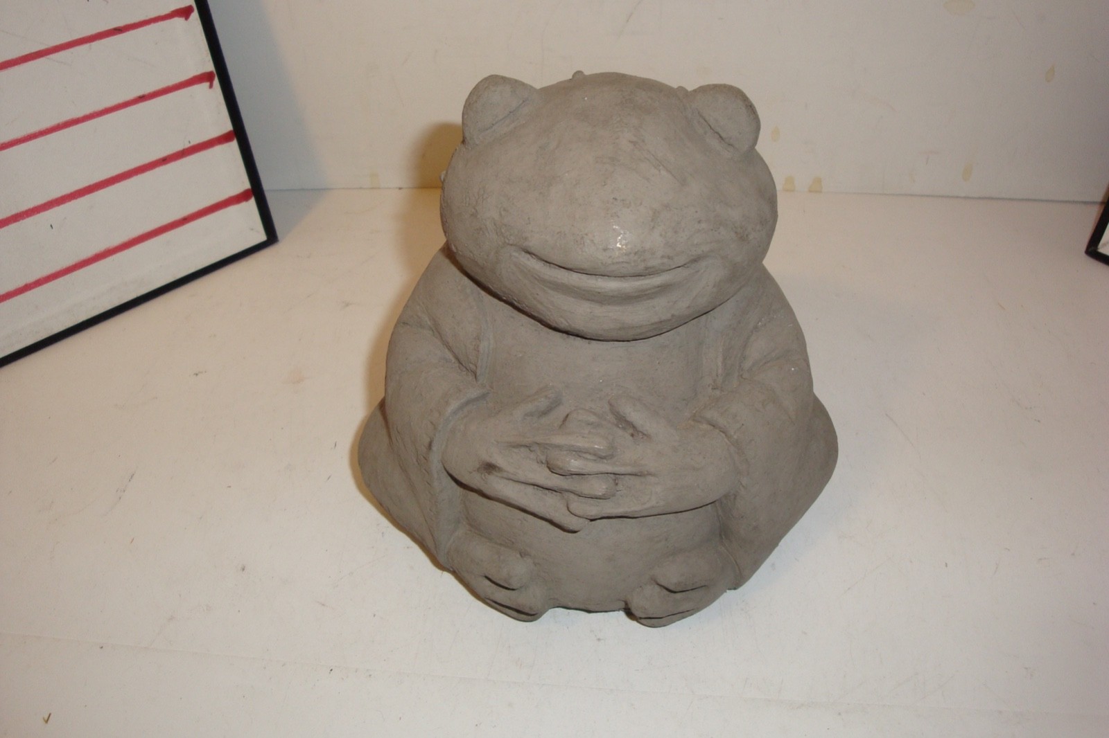 Vintage Designer Stone Inc meditating frog stone cast stone garden art