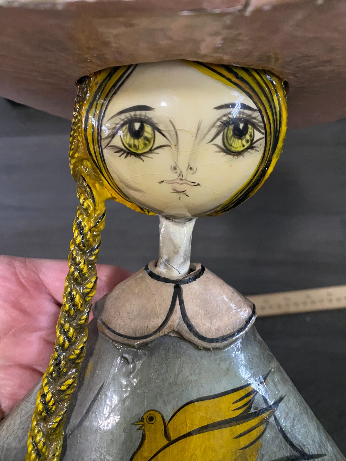 Vintage 15” Ser-Mel De Tonala Jal Mexico Paper Mache Girl Rare Large Folk Art