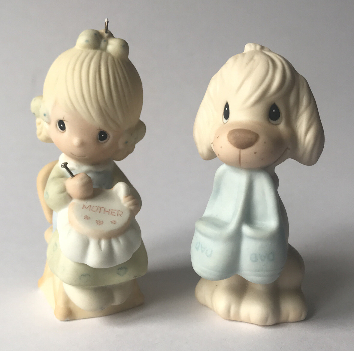 Precious Moments 1980s Mother Dad Slippers Needle Mom Father Dog E-0514 E-9267