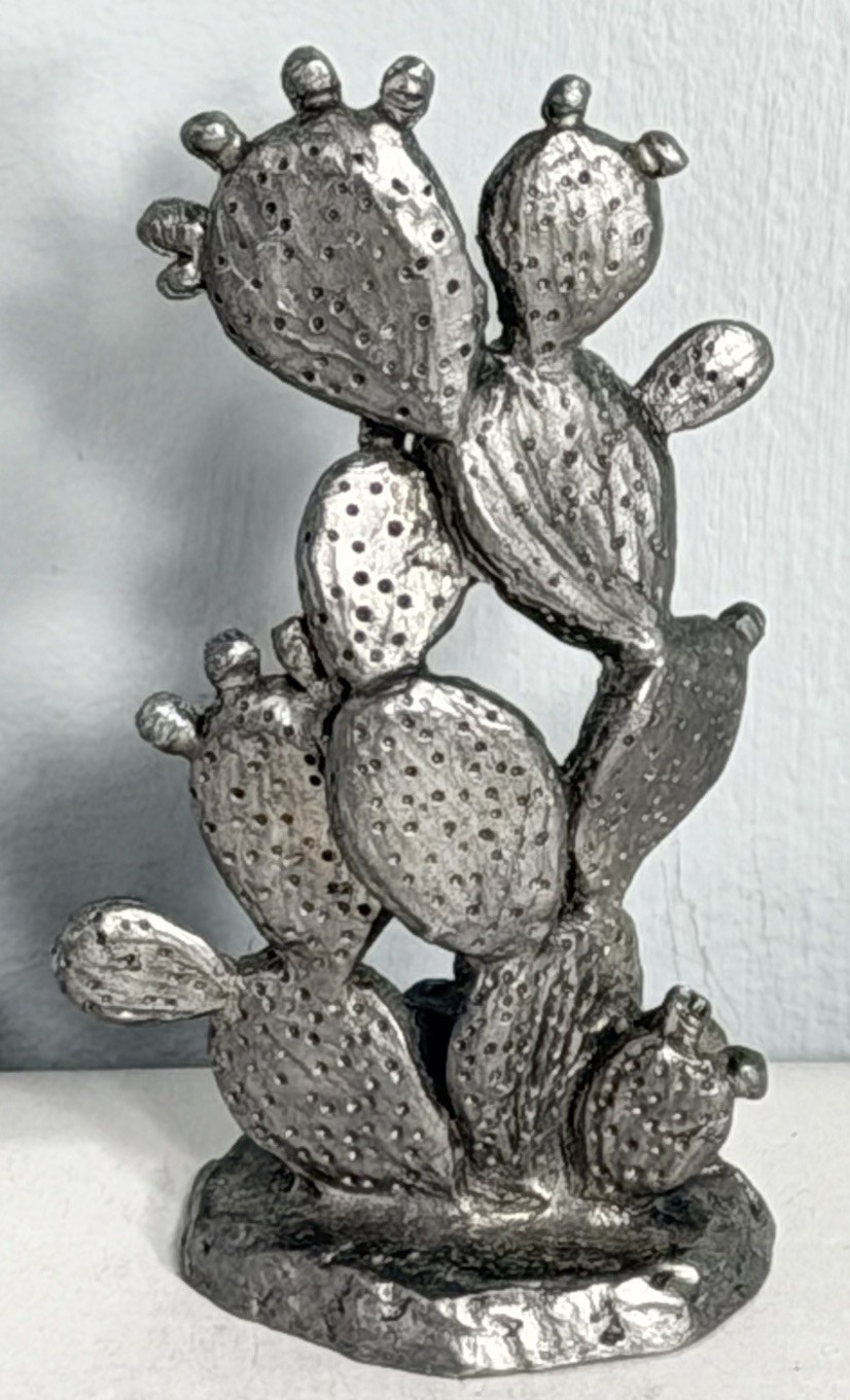 Michael Ricker Pewter Bunny Desert Cactus Western Art Figurine Signed Vintage