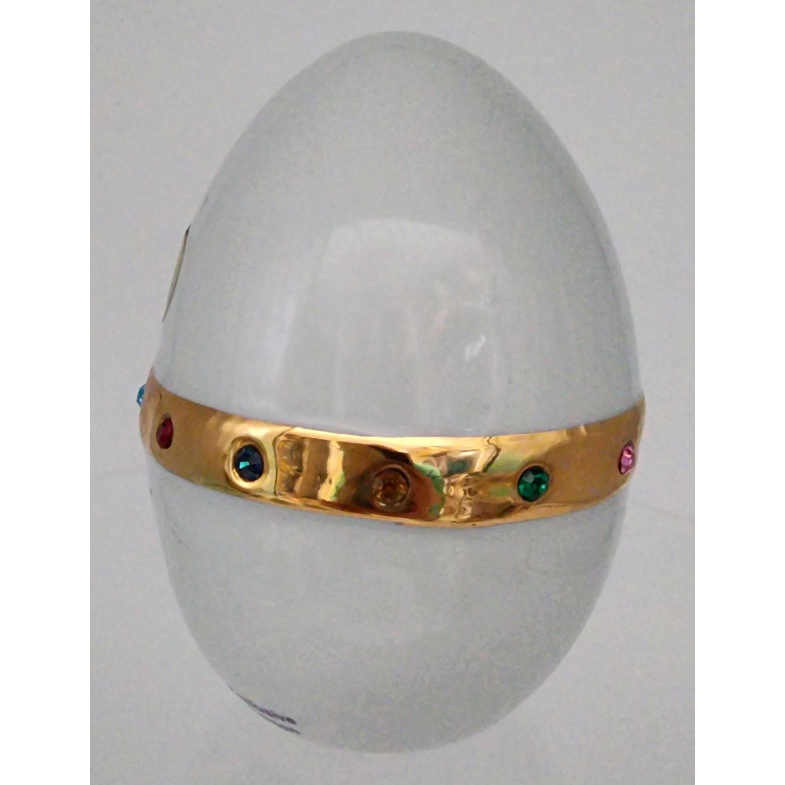 Capodimonte Polaris Porcelain Egg Figurine White Gold Swarovski Crystal Italy 4″