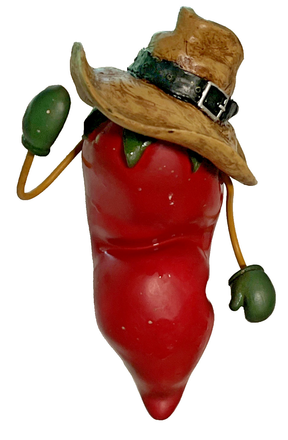 Vintage Chile Pepper Guy Red Resin Collectible Cowboy Kitchen Shelf Ornament Dec