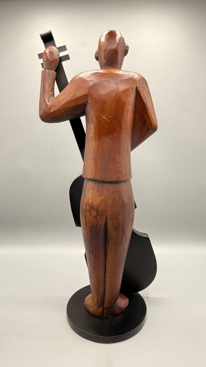 Set of 2 Pier 1 Imports Hand-Carved Wooden Jazz Musicians – Bassist & Sax Player