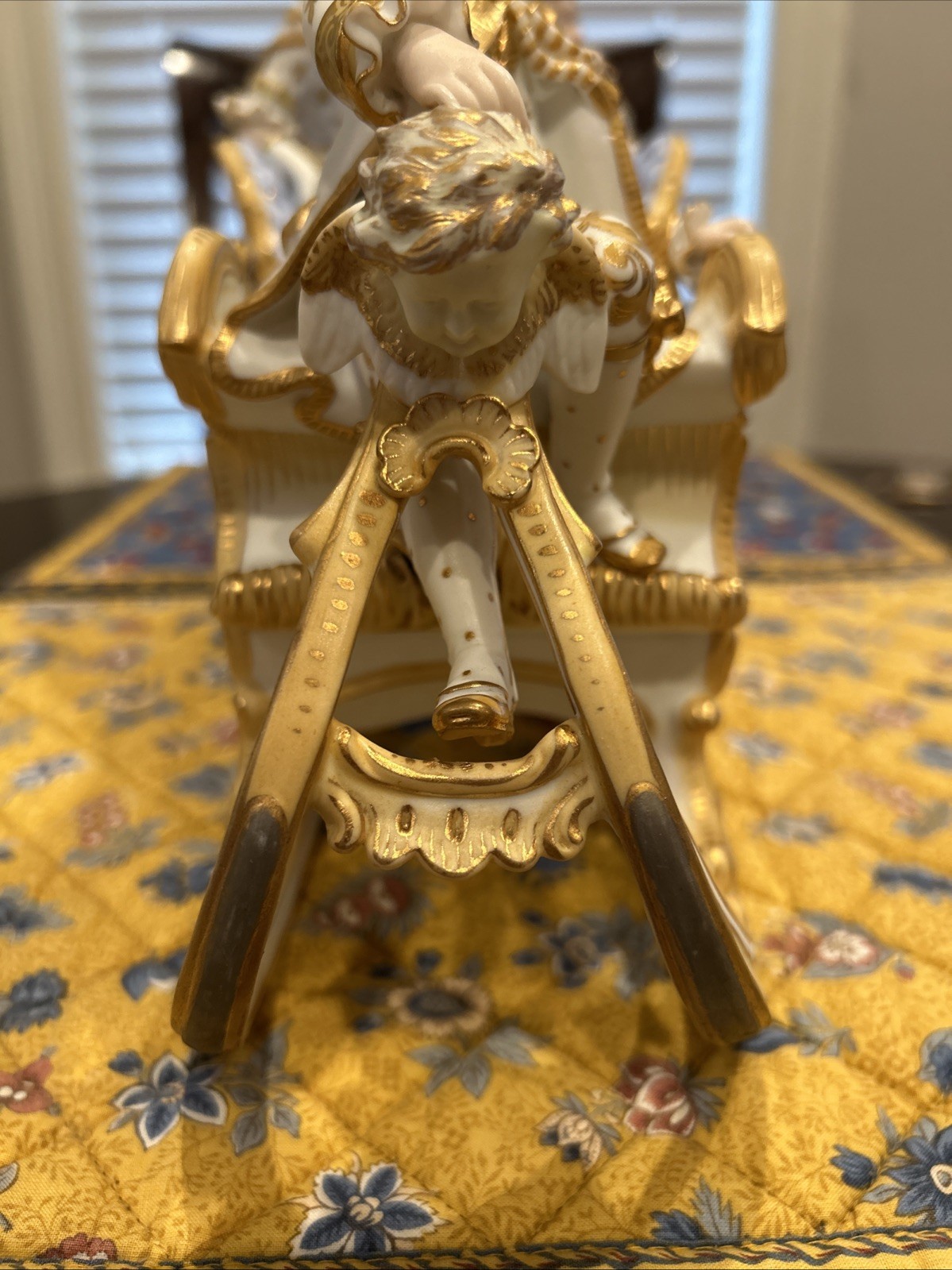 Polychrome Sitzendorf Biscuit Porcelain Baroque Sleigh- CALL OUT****