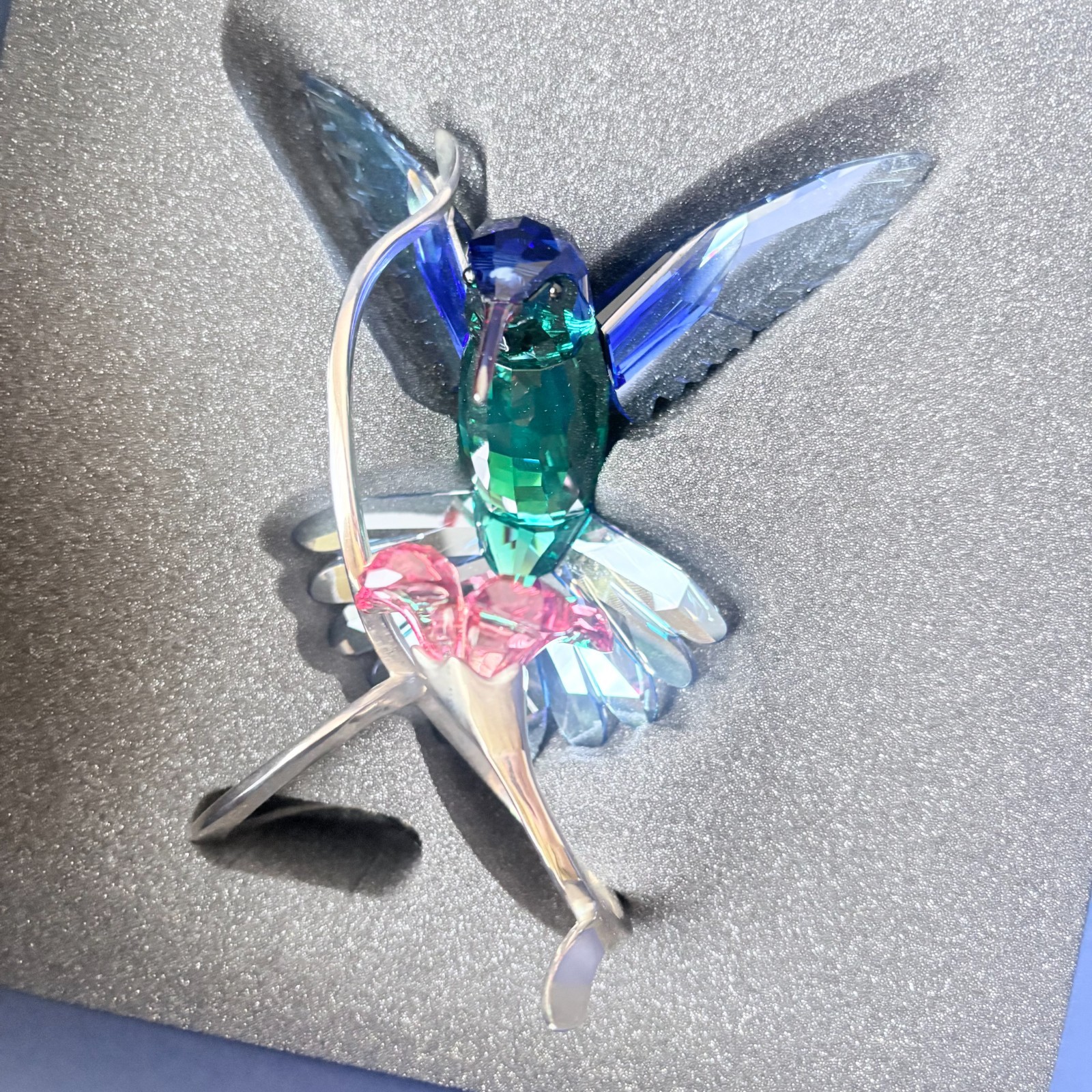 Swarovski Paradise Birds Hummingbird Rose Flower 1188779 Boxed Tail Restored