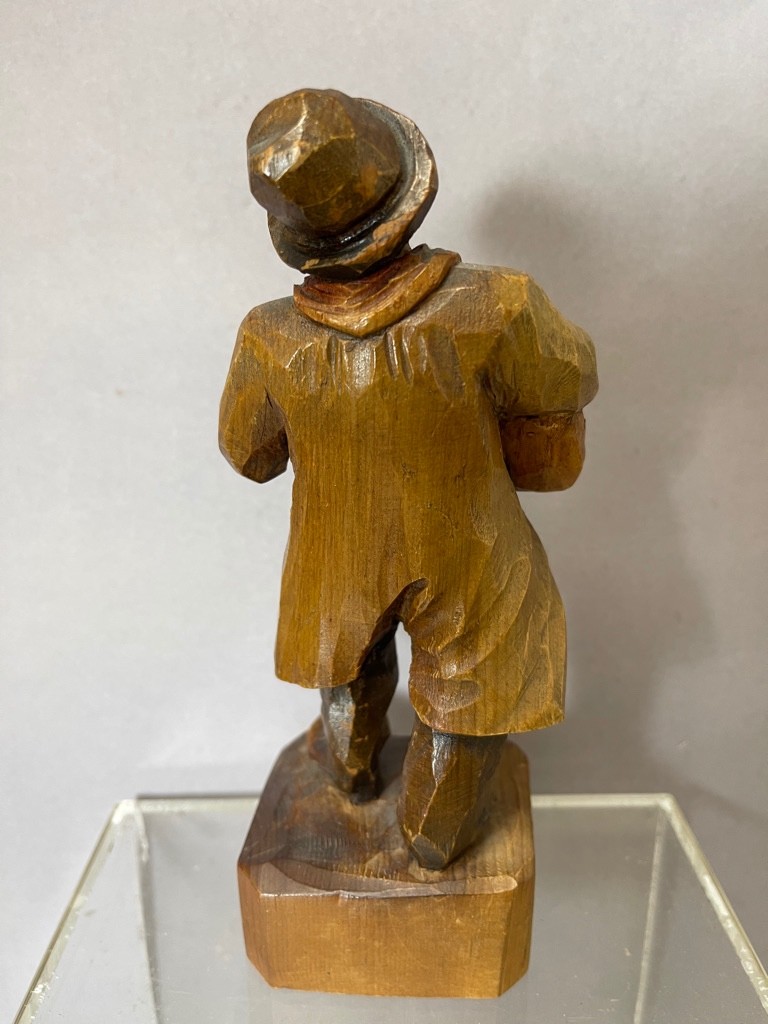 Vintage Anri Hand Carved Wooden Musician Guitar Player Figurine 7″