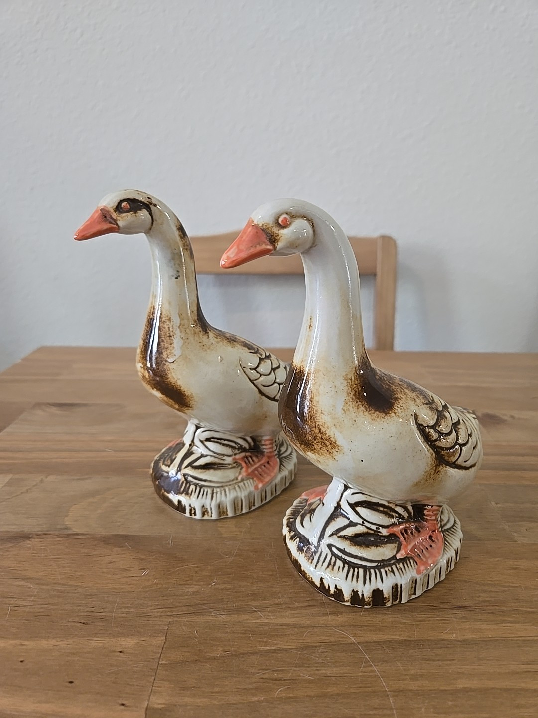 Pair Of Porcelain Brown And Beige Ducks (2 Ducks) 7″ Tall Very Nice