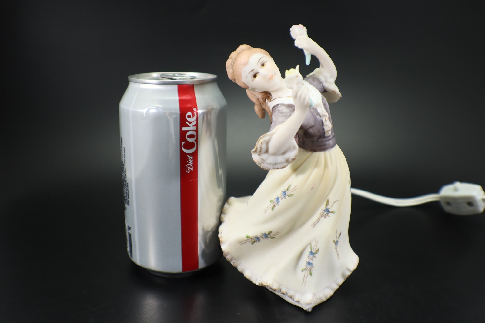 Ardalt Lenwile China LADY NIGHT LIGHT 6682 Lighted Figurine Porcelain Works VTG