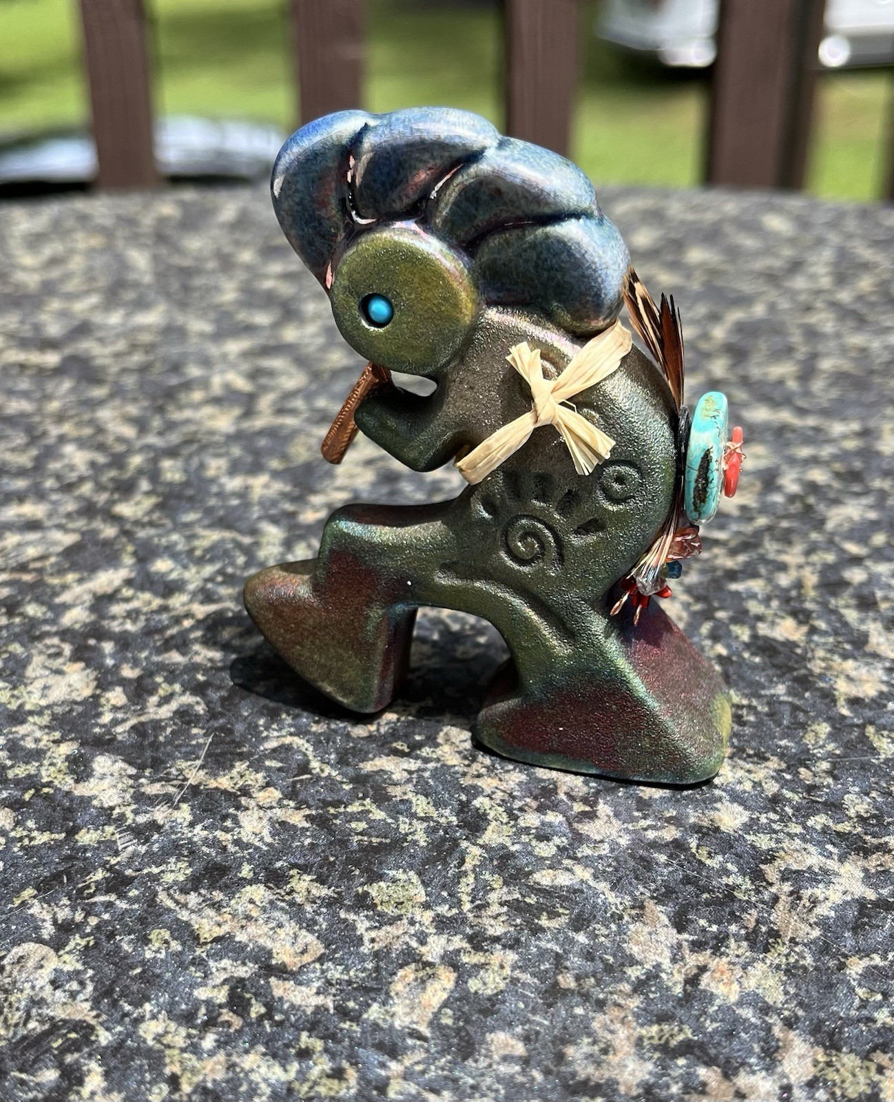 Jeremy Diller Raku Kokopelli figurine Sacred Spirit fertility, music and joy