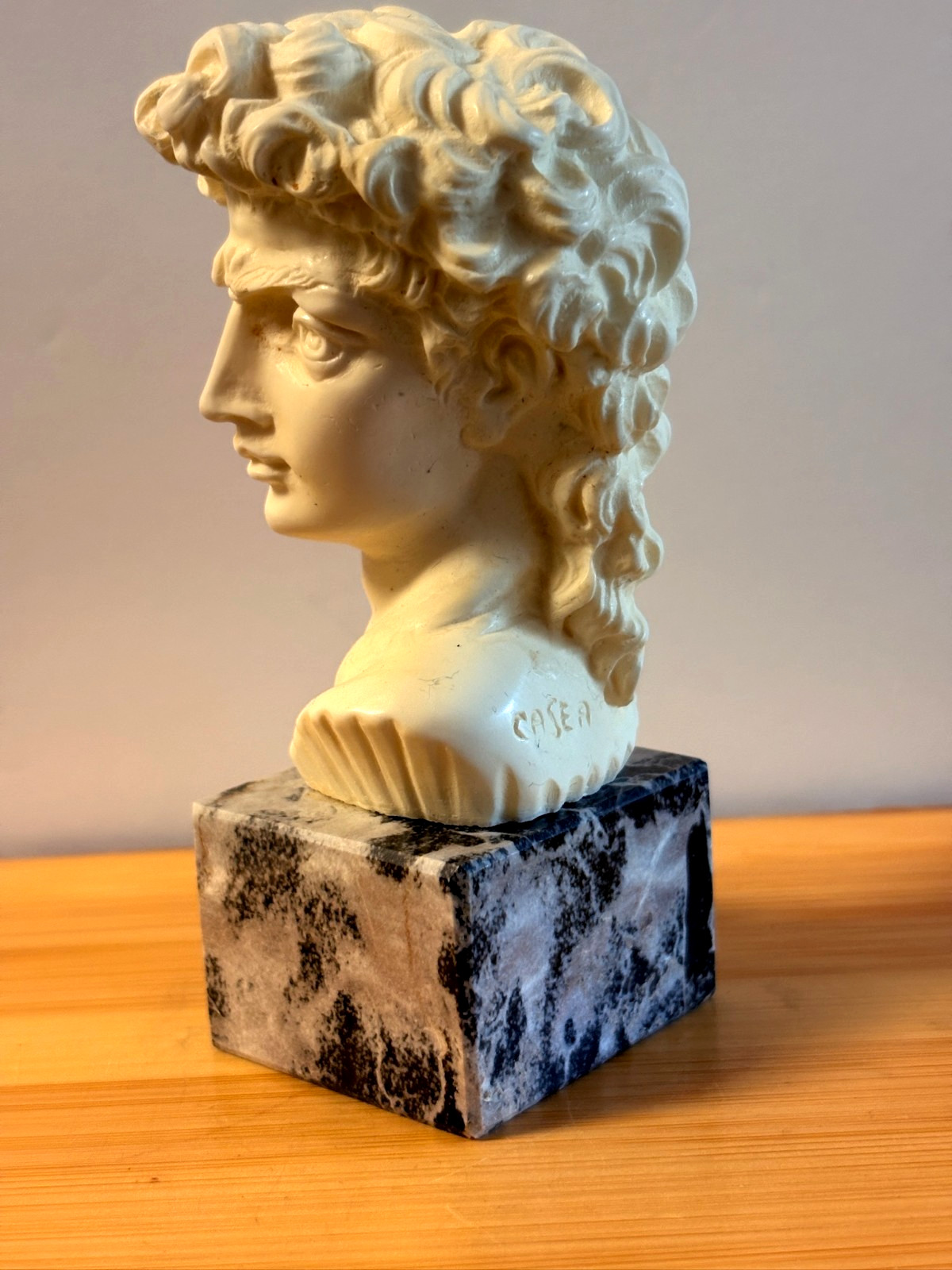 Vintage David Michelangelo Bust 4 1/2″ On Stone Base