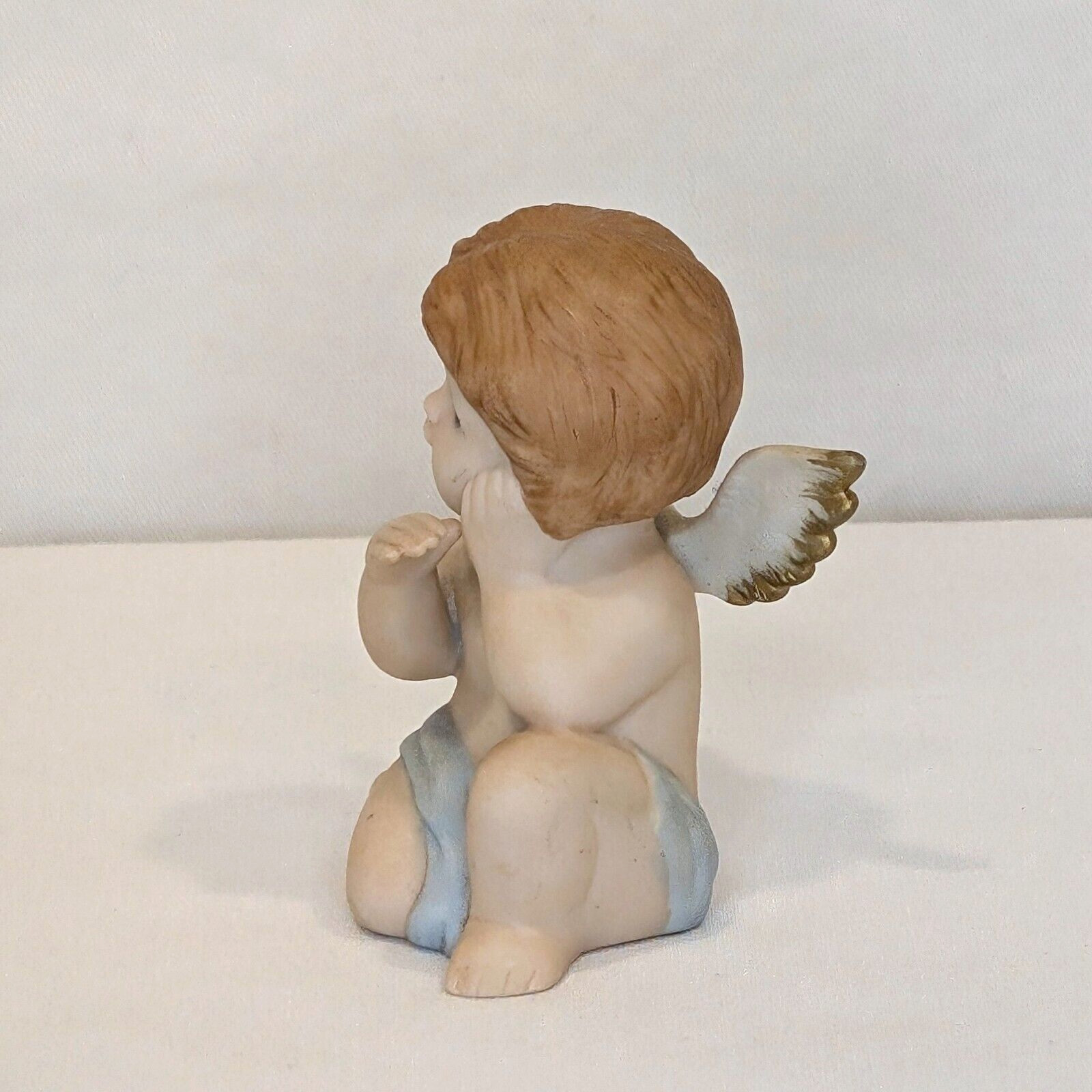 Vintage Heavenly Cherubs Angel Figurine 3″ Bisque Porcelain #1430 Sri Lanka
