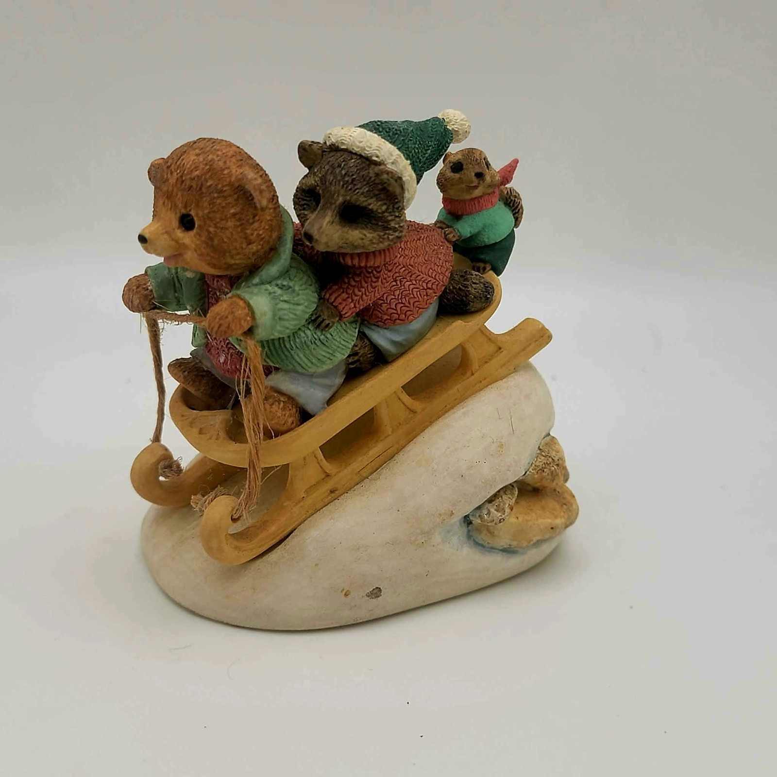 Hallmark Tender Touches Downhill Dash Sledding Figurine 1993