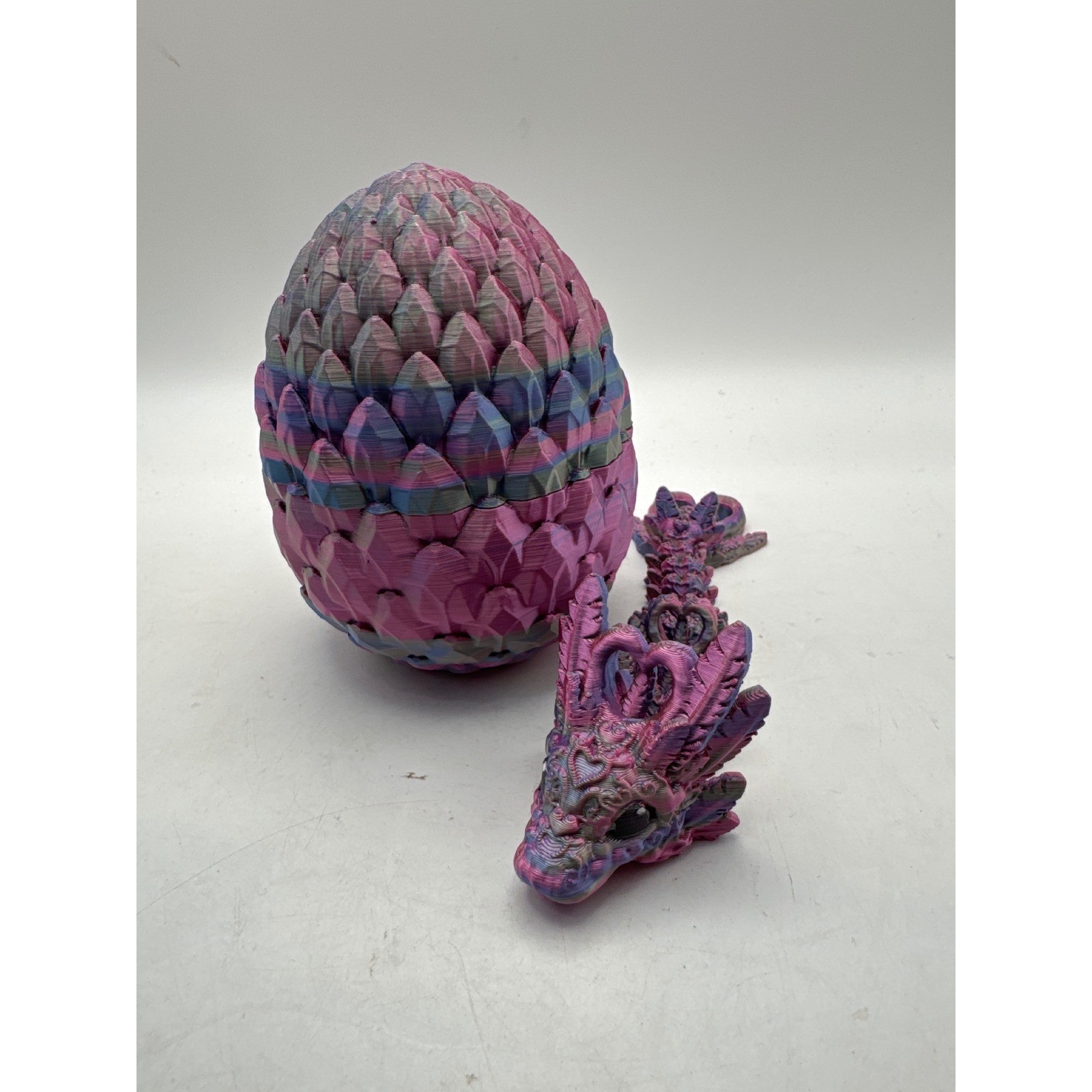 3D Printed Dragon Egg Trinket Box with Dragon Head Hatchling Fantasy Decor
