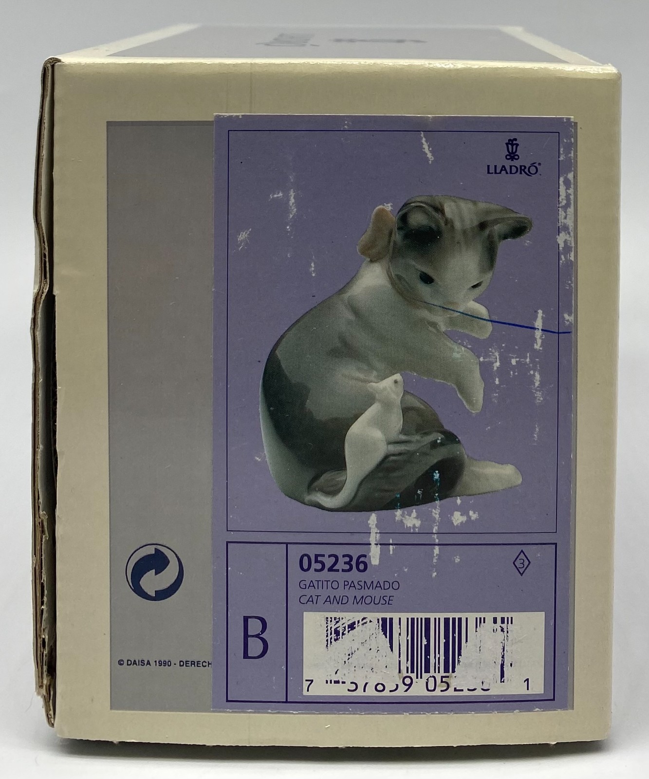 Lladró 5236 Cat and Mouse Porcelain Figurine Juan Huerta Retired Box