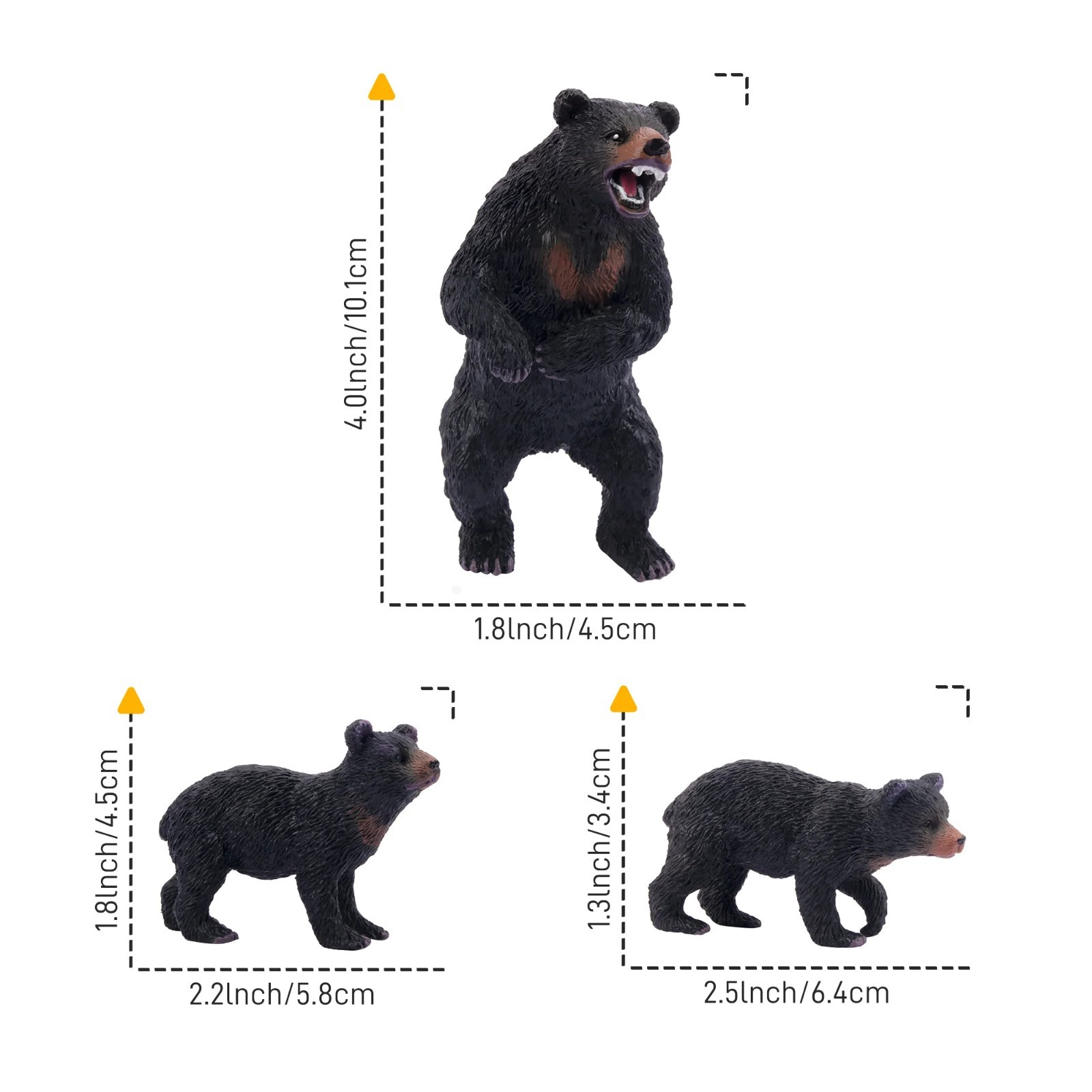 Toymany 6-pcs Bear Animal Figures, Realistic, Collectible Figurines Toy Set