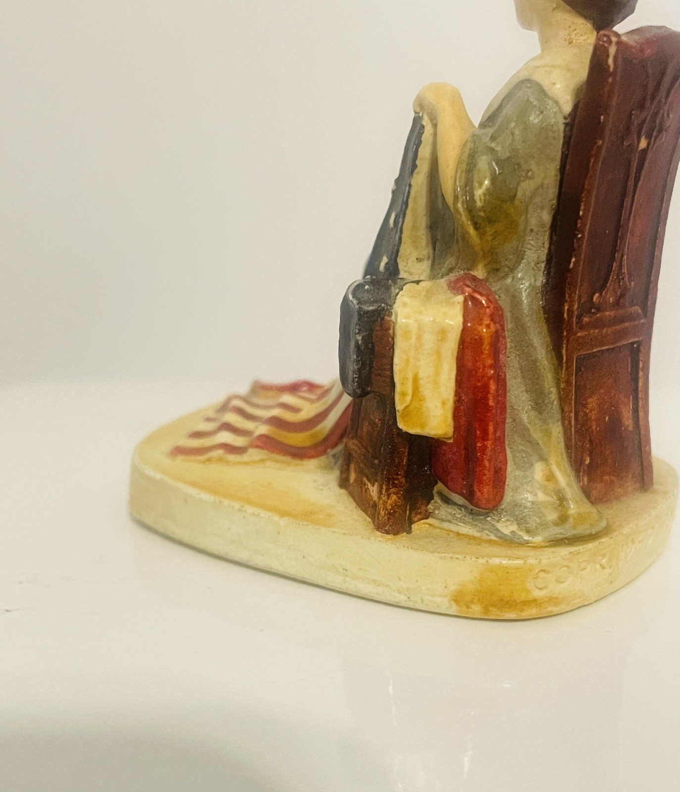 Vintage R.W. Baston Betsy Ross Figurine Ceramic Hand Painted Multicolor 1949