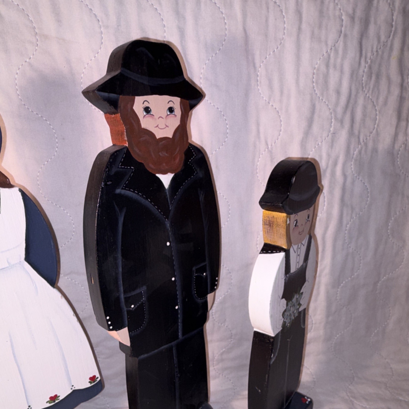 Handcrafted Hand Painted Multicolor Wood Family Figurines People 14” #1655