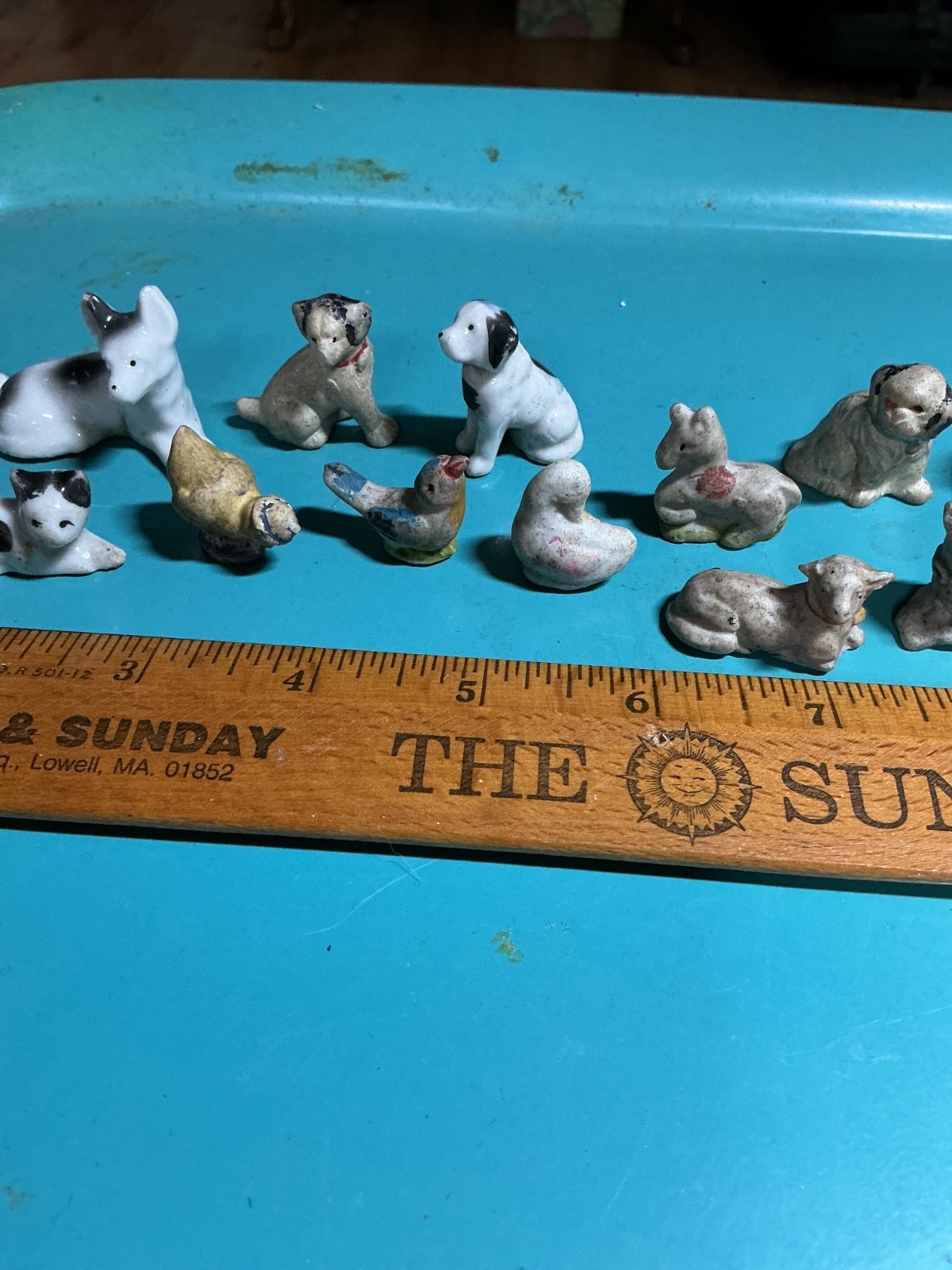 Antique & Vintage Lot mini Animal figurines cats dogs ducks lamb elephant birds