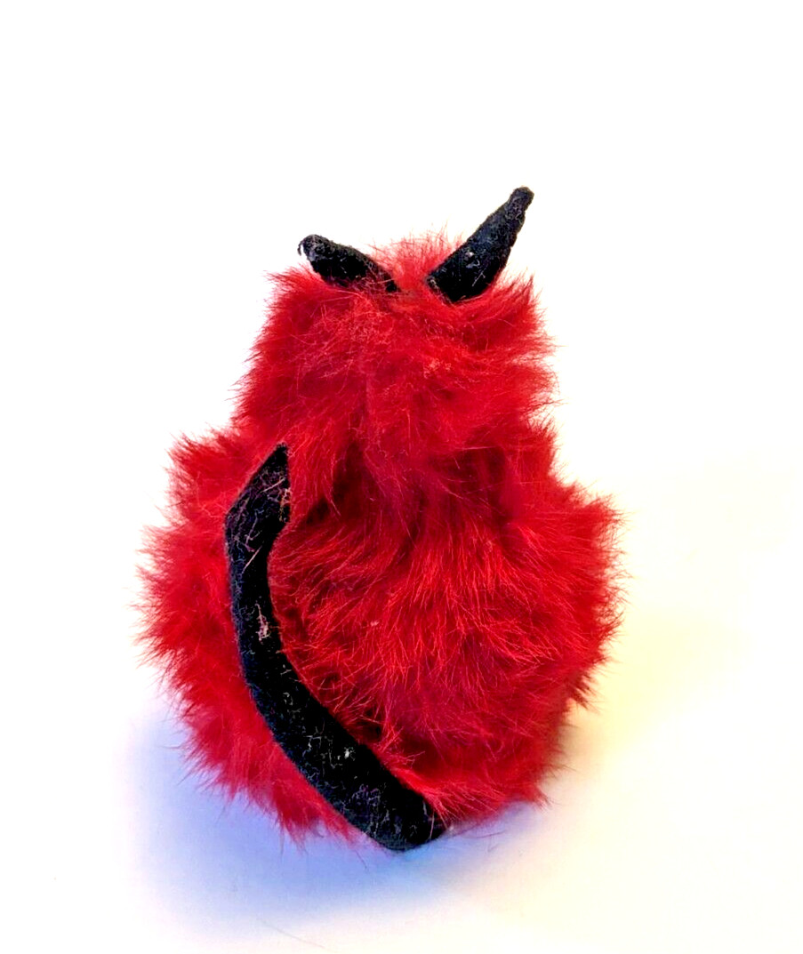 Vintage Goula Spain Red Devil Figure 4″ Real Fur