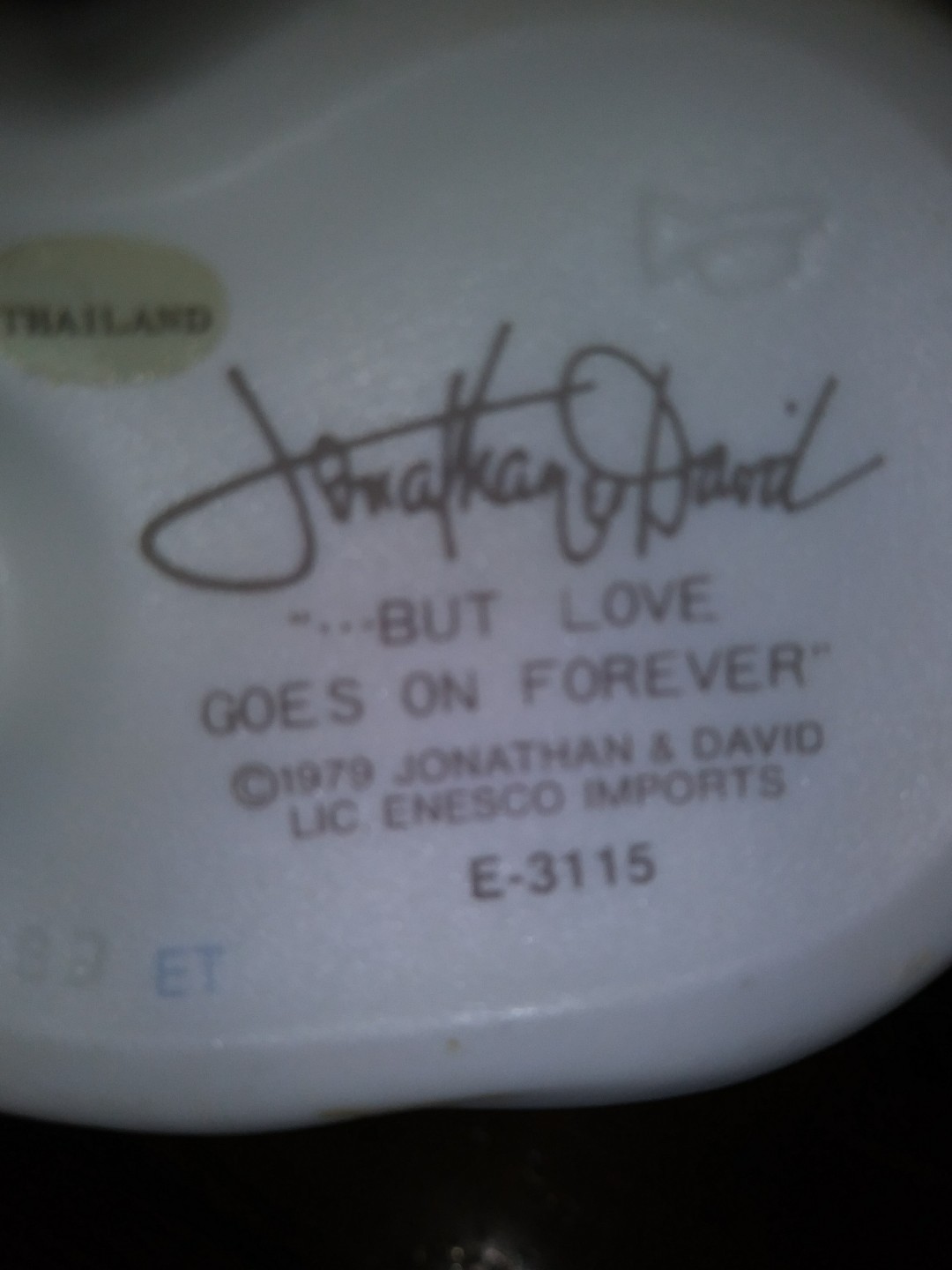EUC Precious Moments Figurine Jonathon & David But Love Goes On Forever