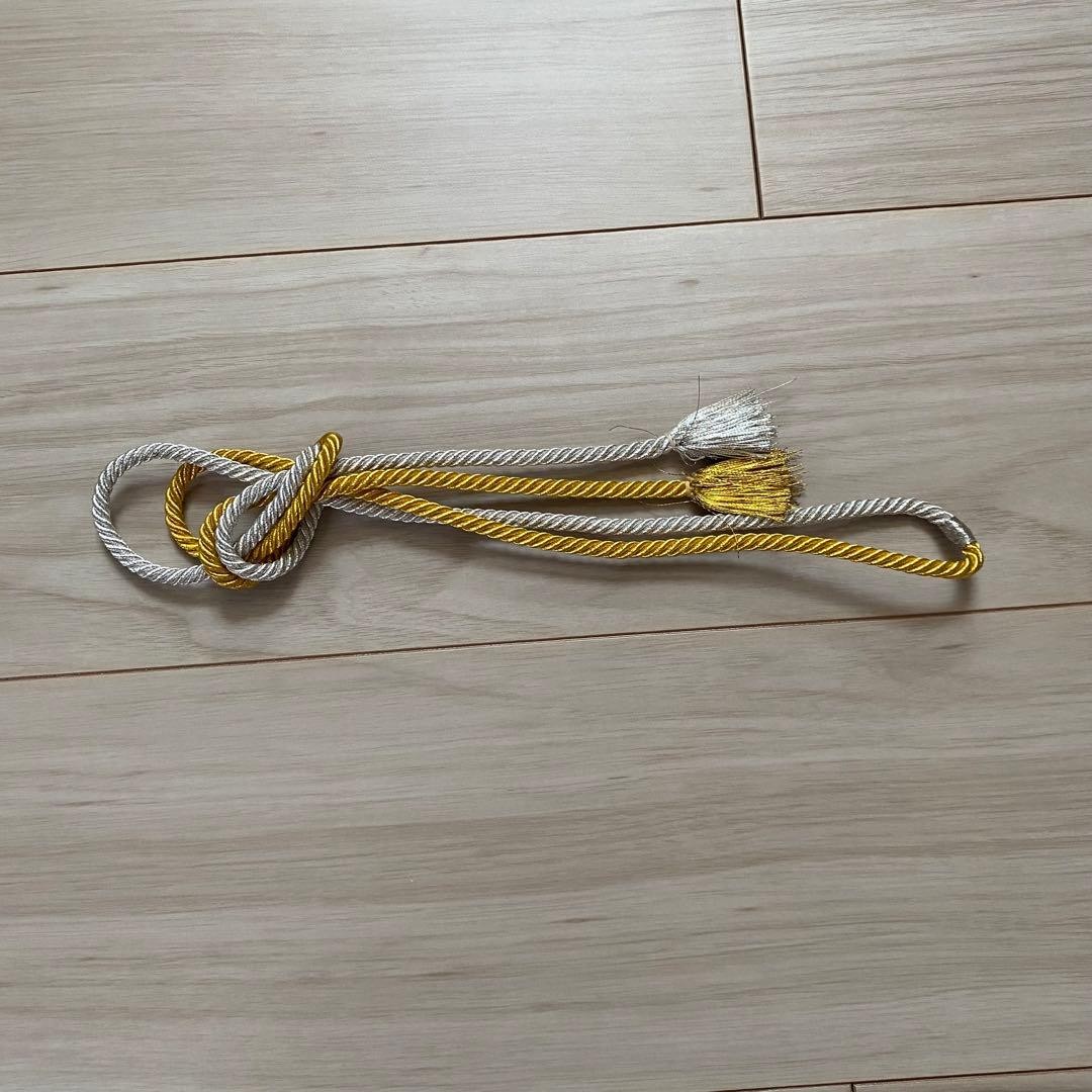 Silk Kimono Obi Obijime Cord Used Silver Gold 53.5in Vintage