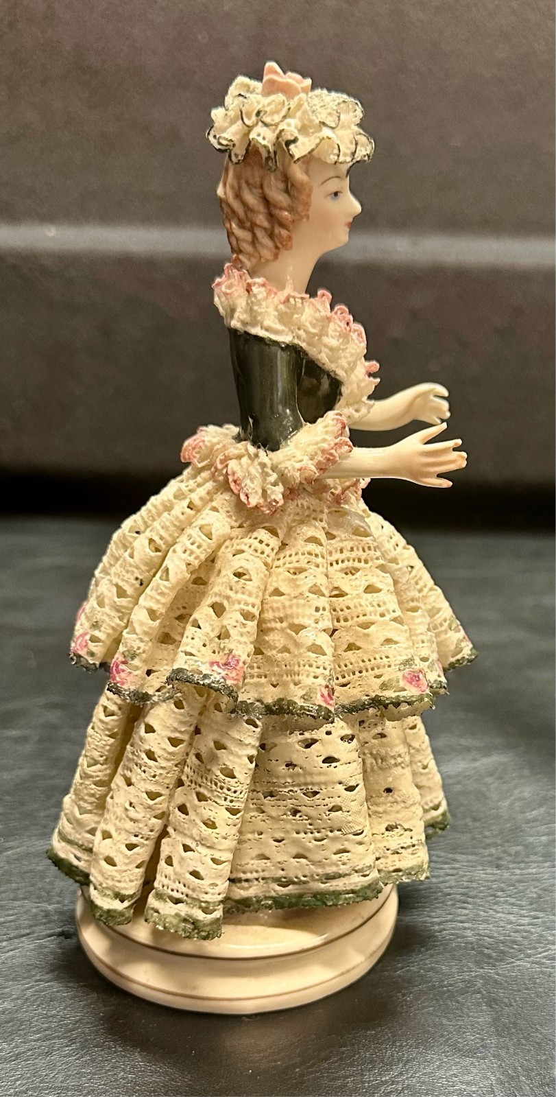 Rare 1900’s Vintage Victorian Lady Cordey Porcelain Figurine Dresden Lace Dress