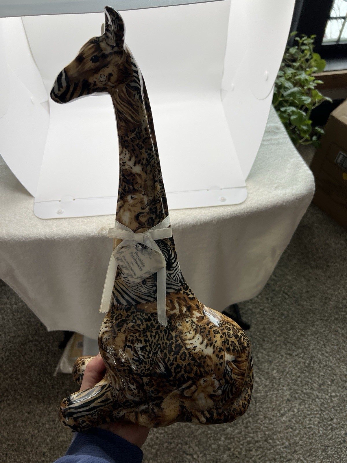 Joan Baker Designs Porcelain Patchworks Giraffe 16” Hand Crafted w Tag