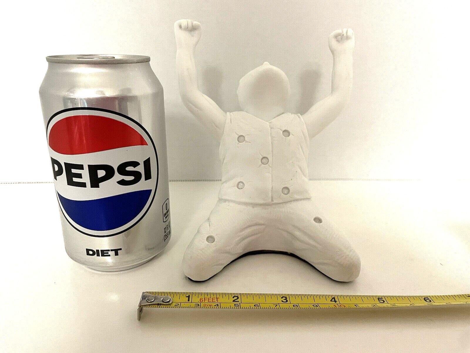 Crying Man Male Figure Praying Pleading On Knees Arms Up White Resin