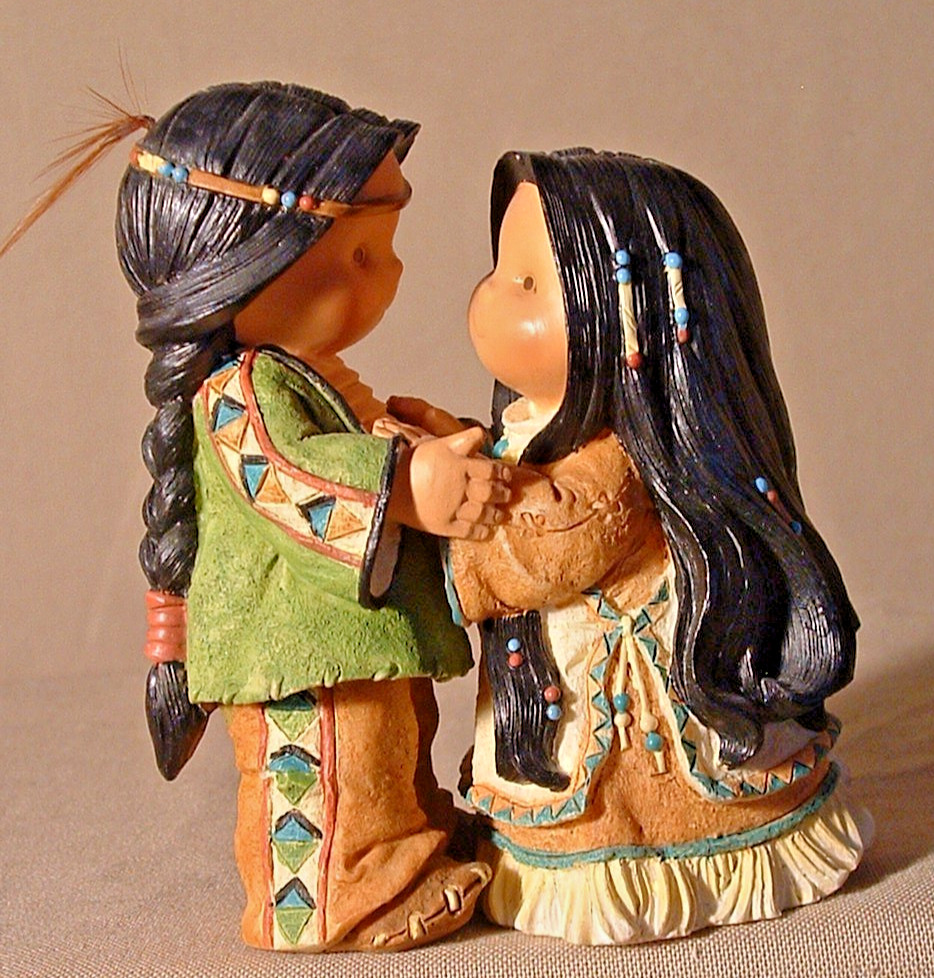 FRIENDS OF THE FEATHER, NATIVE AMERICAN FIGURINE, ONE BLANKET, ONE LOVE, 2000
