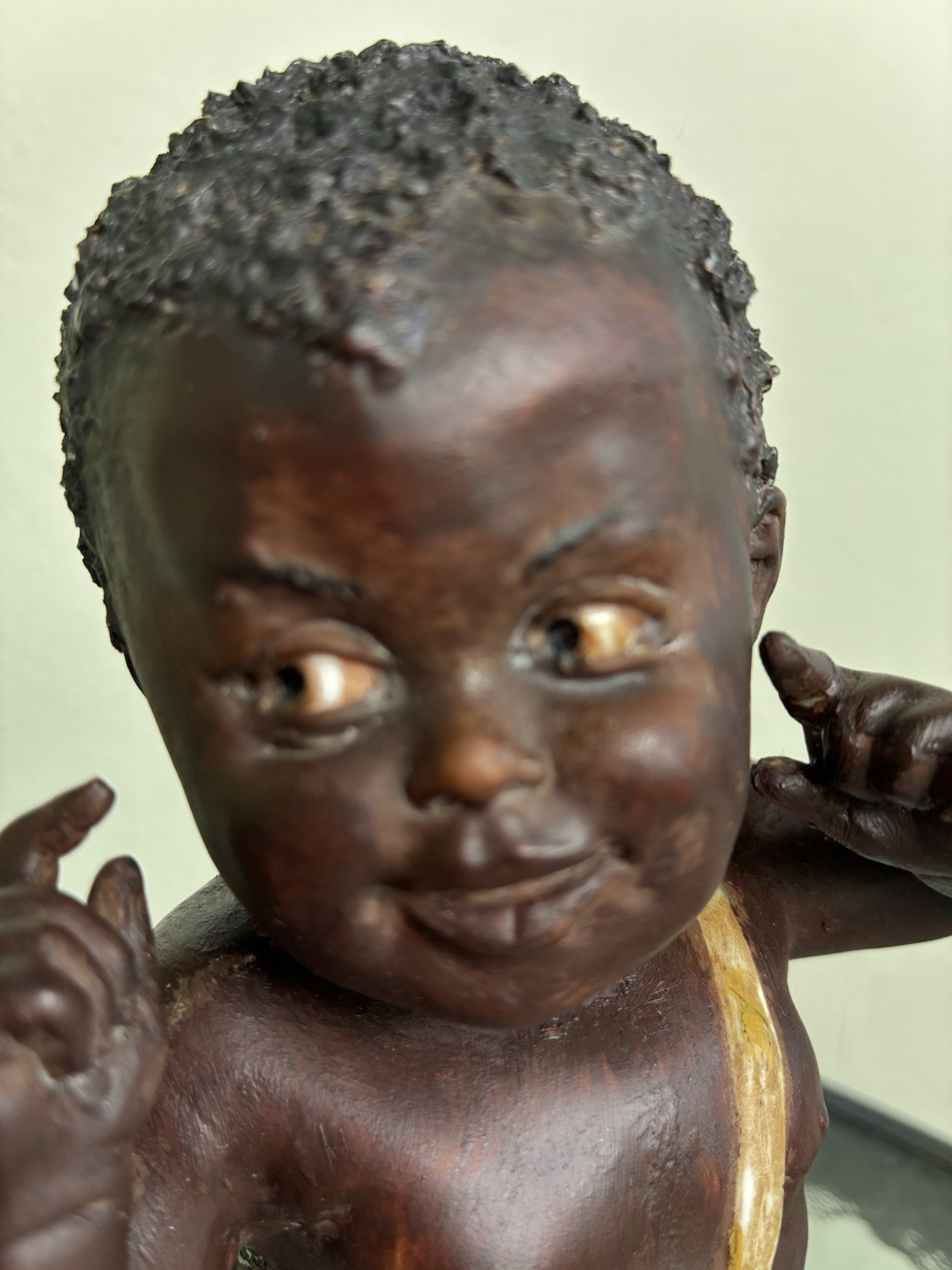 Two Rare Heubach black boys on their knees German bisque piano baby
