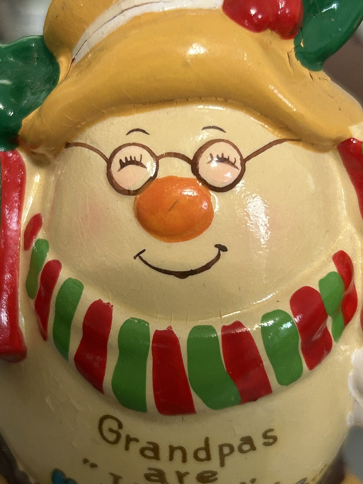 HUMAN BEANS “Grandpas are Jolly”Christmas Ornament Ceramic Figurine Enesco