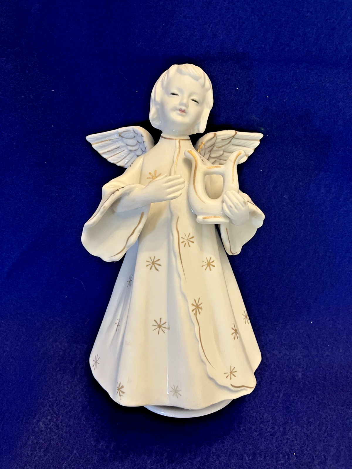 Schmid Bros Musical Rotating Angel Figurine Silent Night Japan Porcelain 1960s