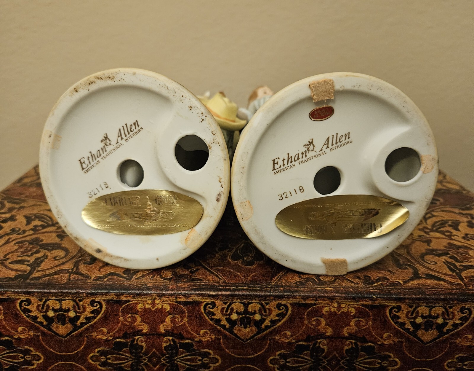 Rare Vintage Ethan Allen Porcelain Figurines – Farmer And Wife With Lambs