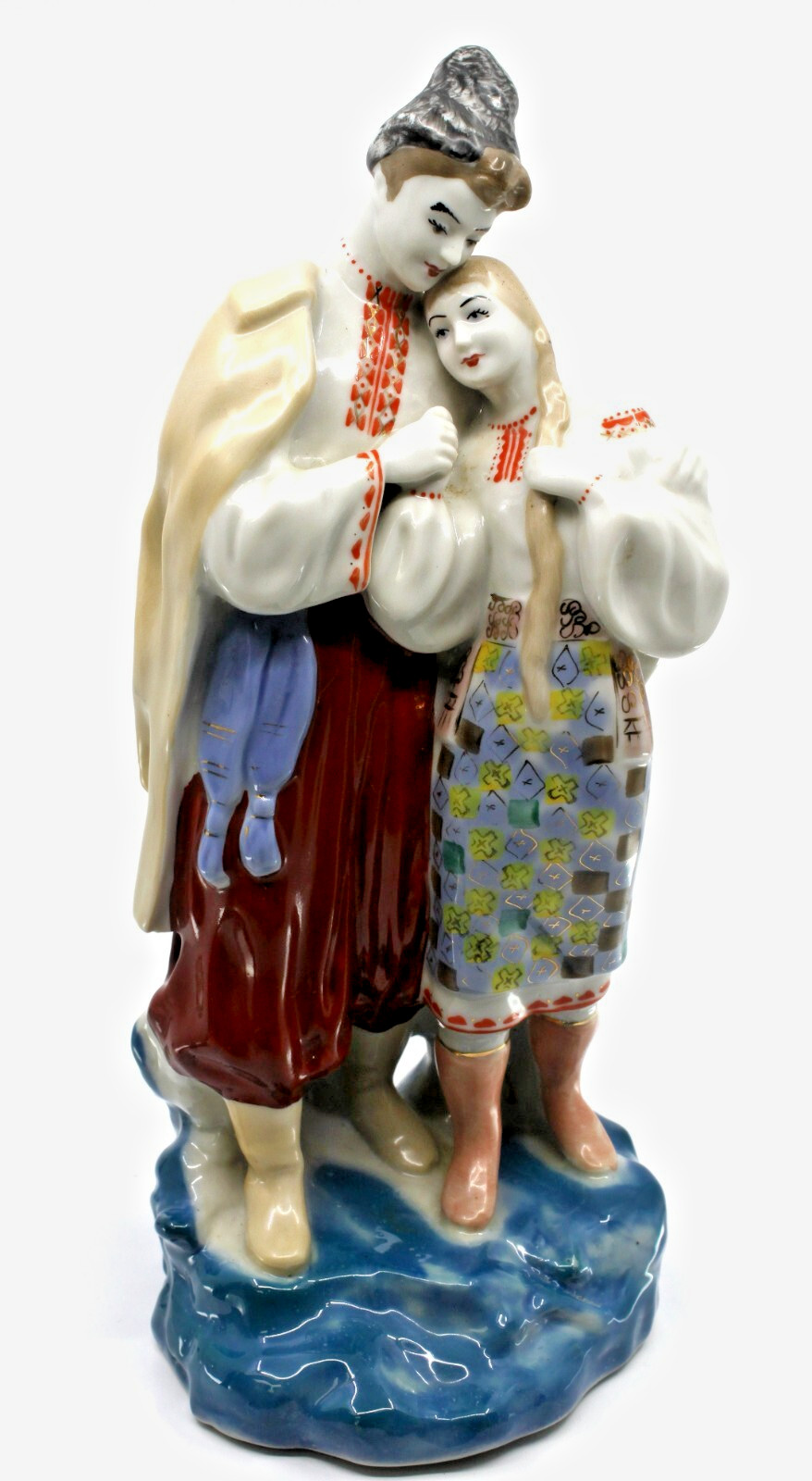 Vintage Large 12” USSR Polonne Ukrainian Porcelain Romantic Folk Couple Figurine