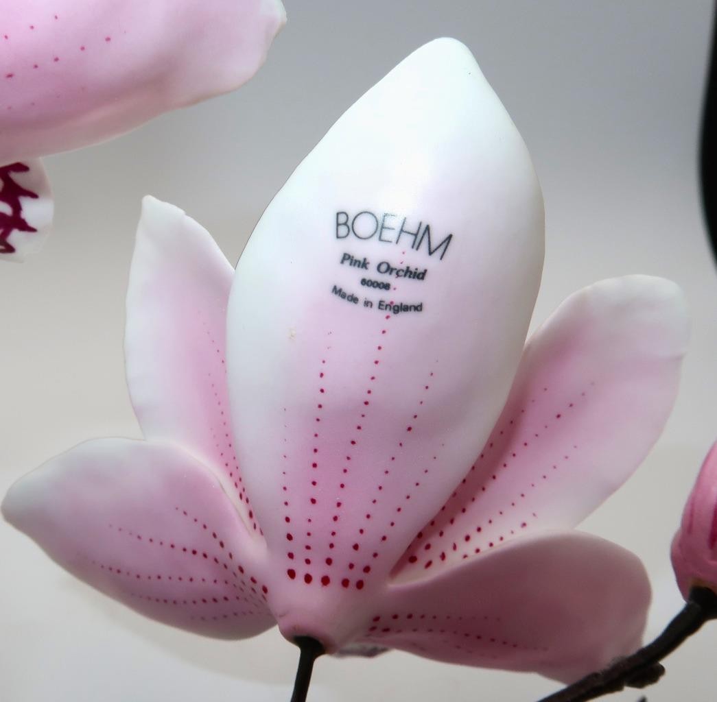 Boehm, England Cymbidium PINK ORCHID, #60008 Porcelain Floral Figurine, 10 1/2″