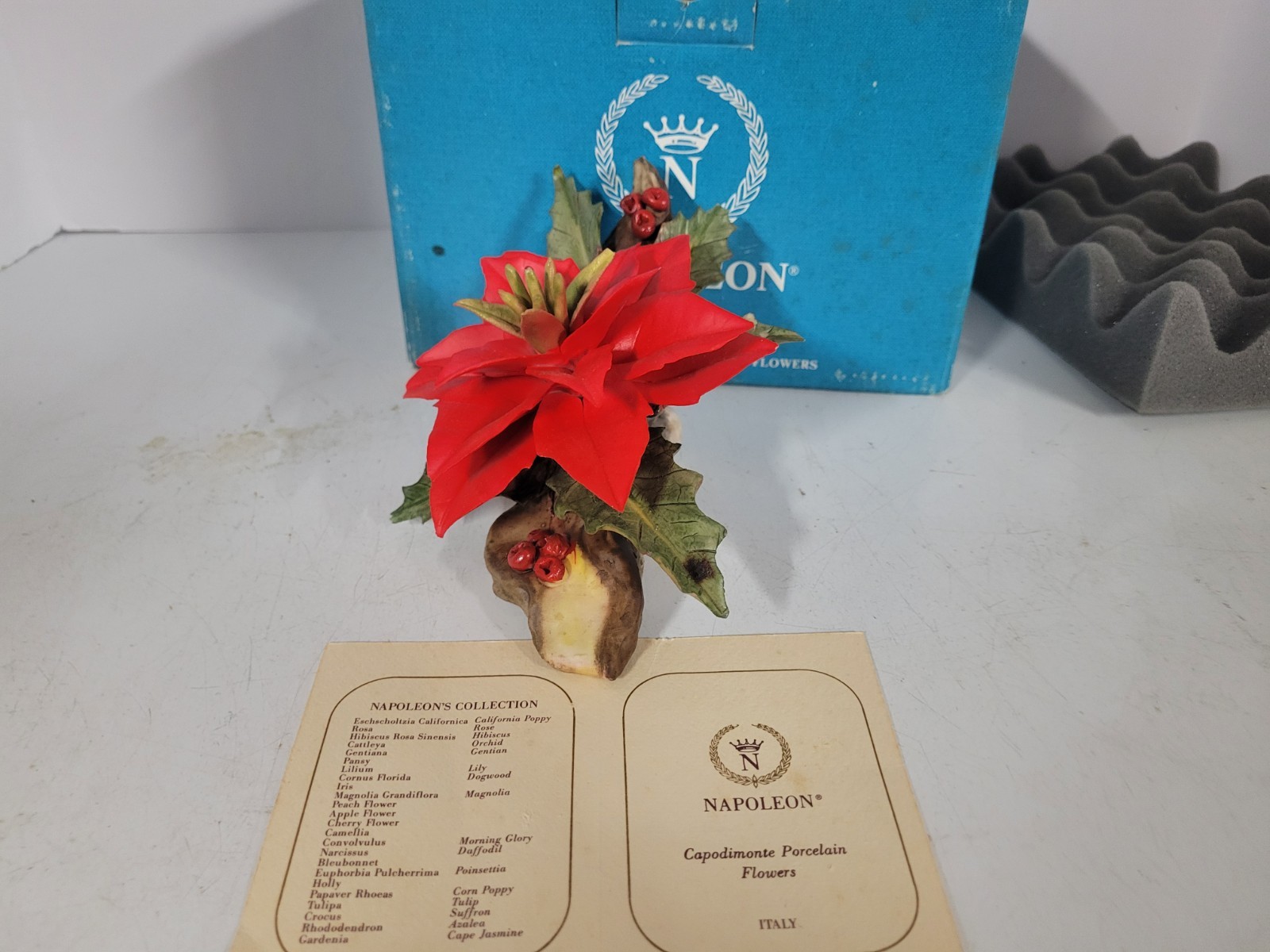 Napoleon Italy In Bloom-Red Poinsettia Flower Porcelain Figurine In Box