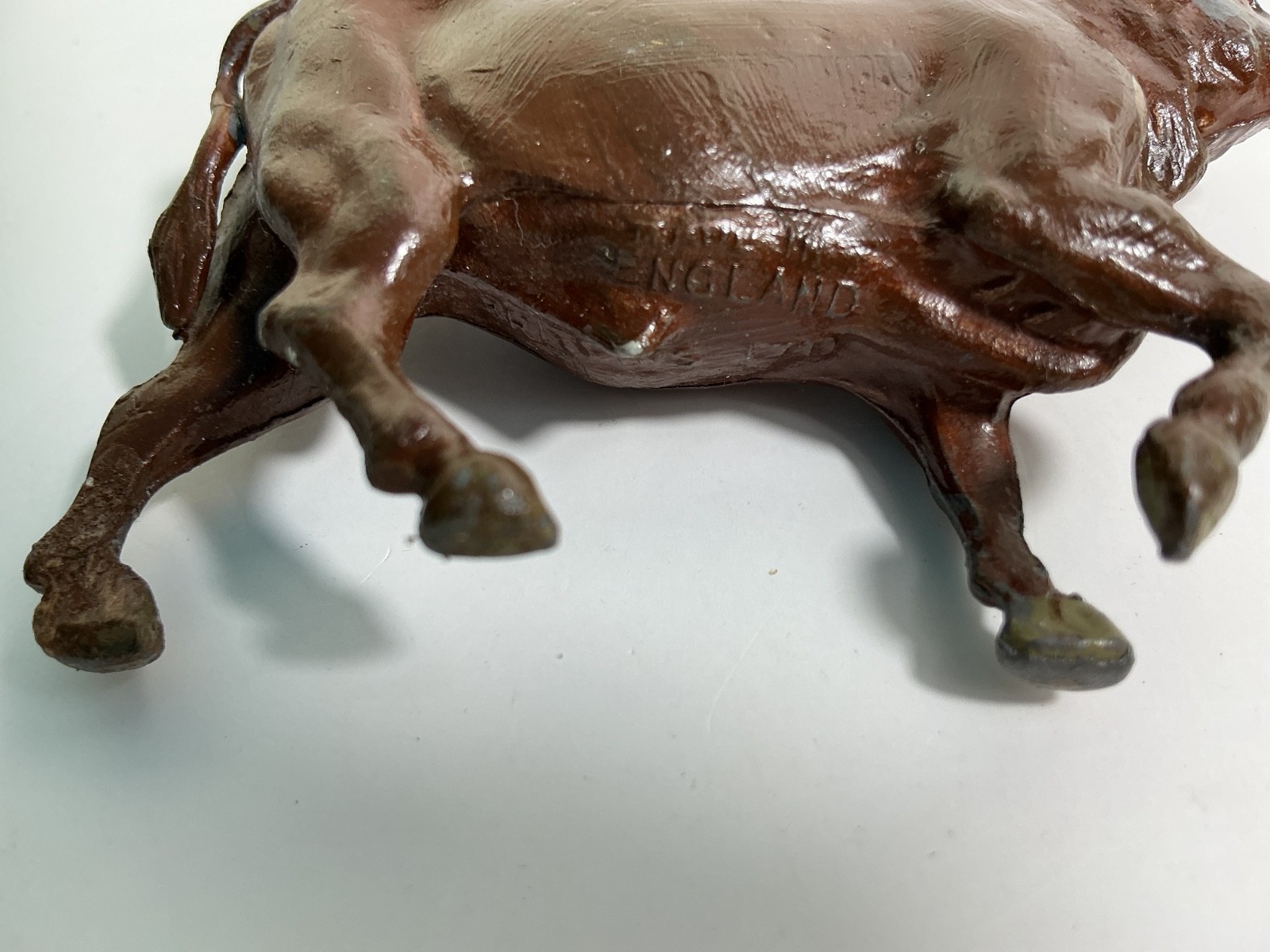 Heavy Metal England Steer Marked Putz Donkey 1930s Composite Wood