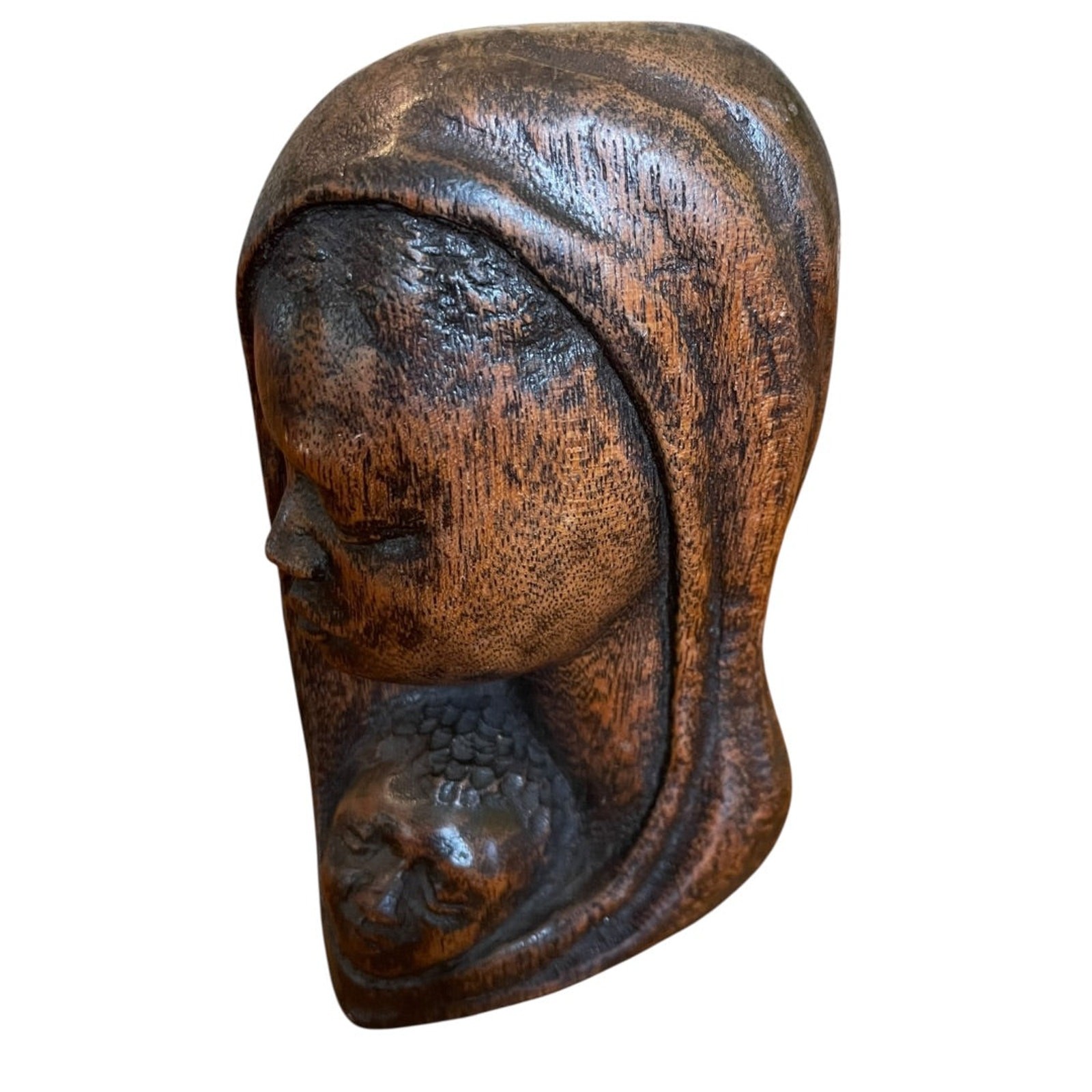 Wooden Carved Madonna and Child NZAU 7″ x 4″ x 2″