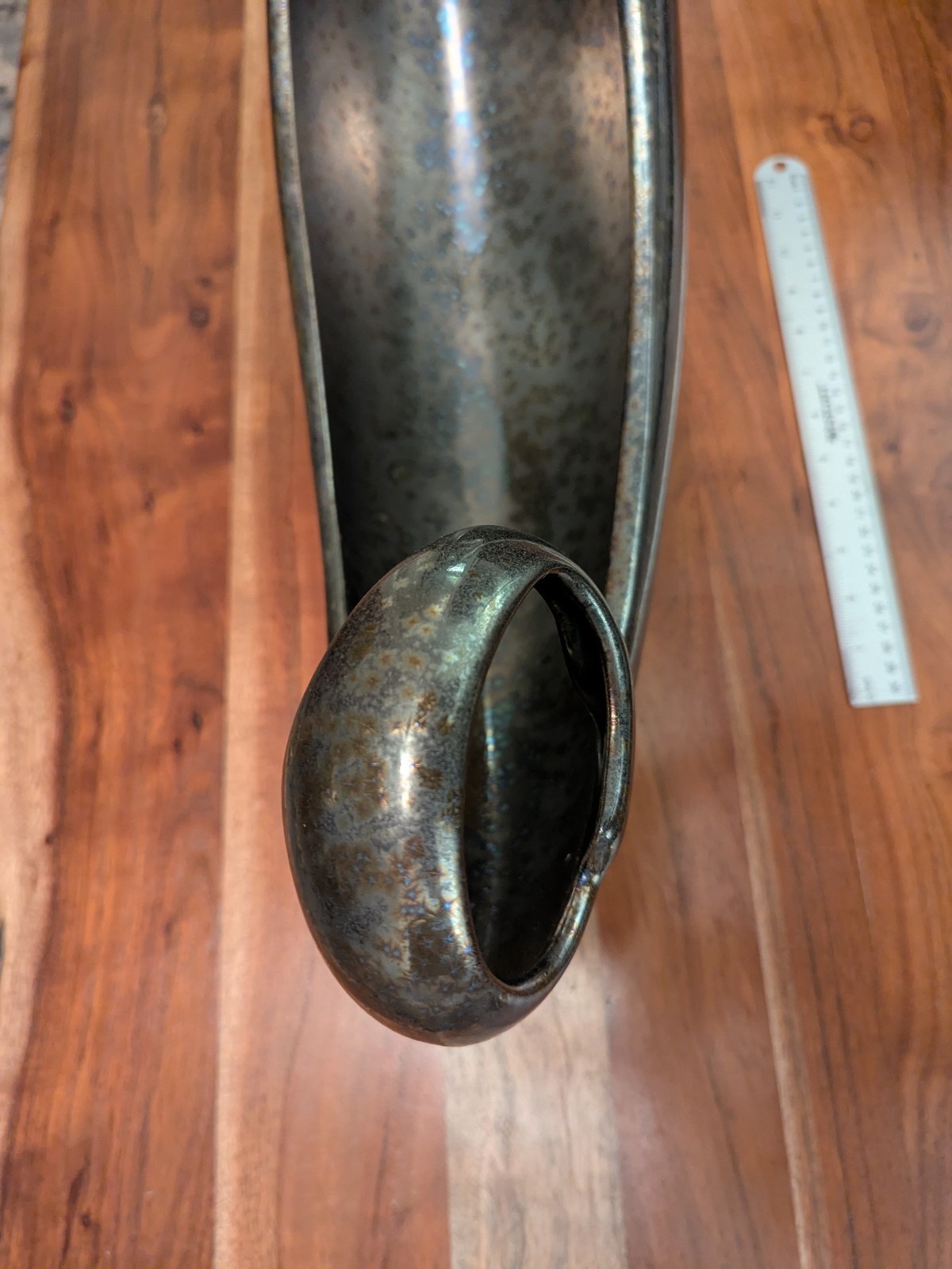 Vintage Global Views Decorative Ceramic Gun Metal Glaze Made In Portugal