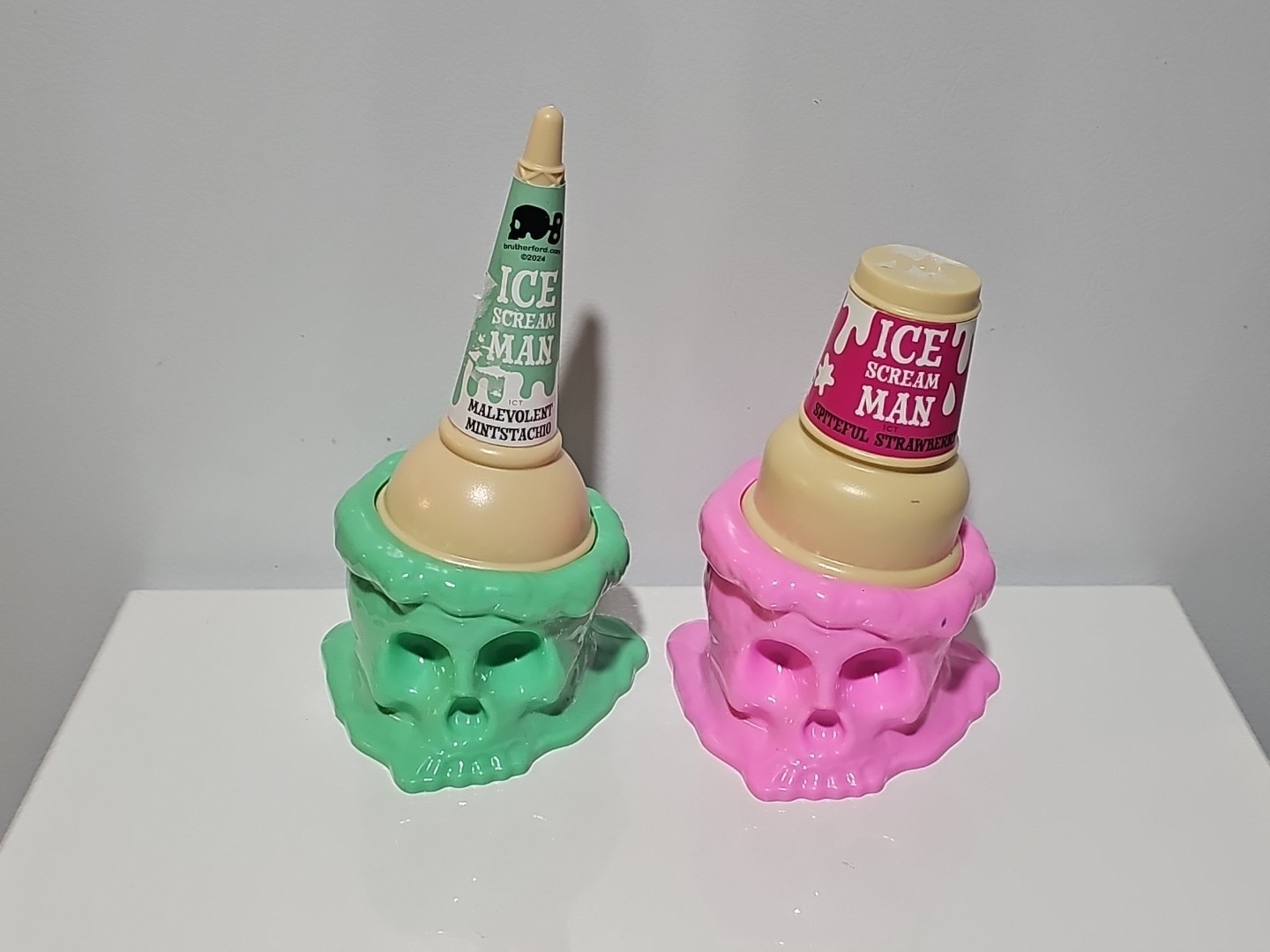 Ice Scream Man Lot Of 2 by artist Ryan Brutherford Mintstachio & Strawberry