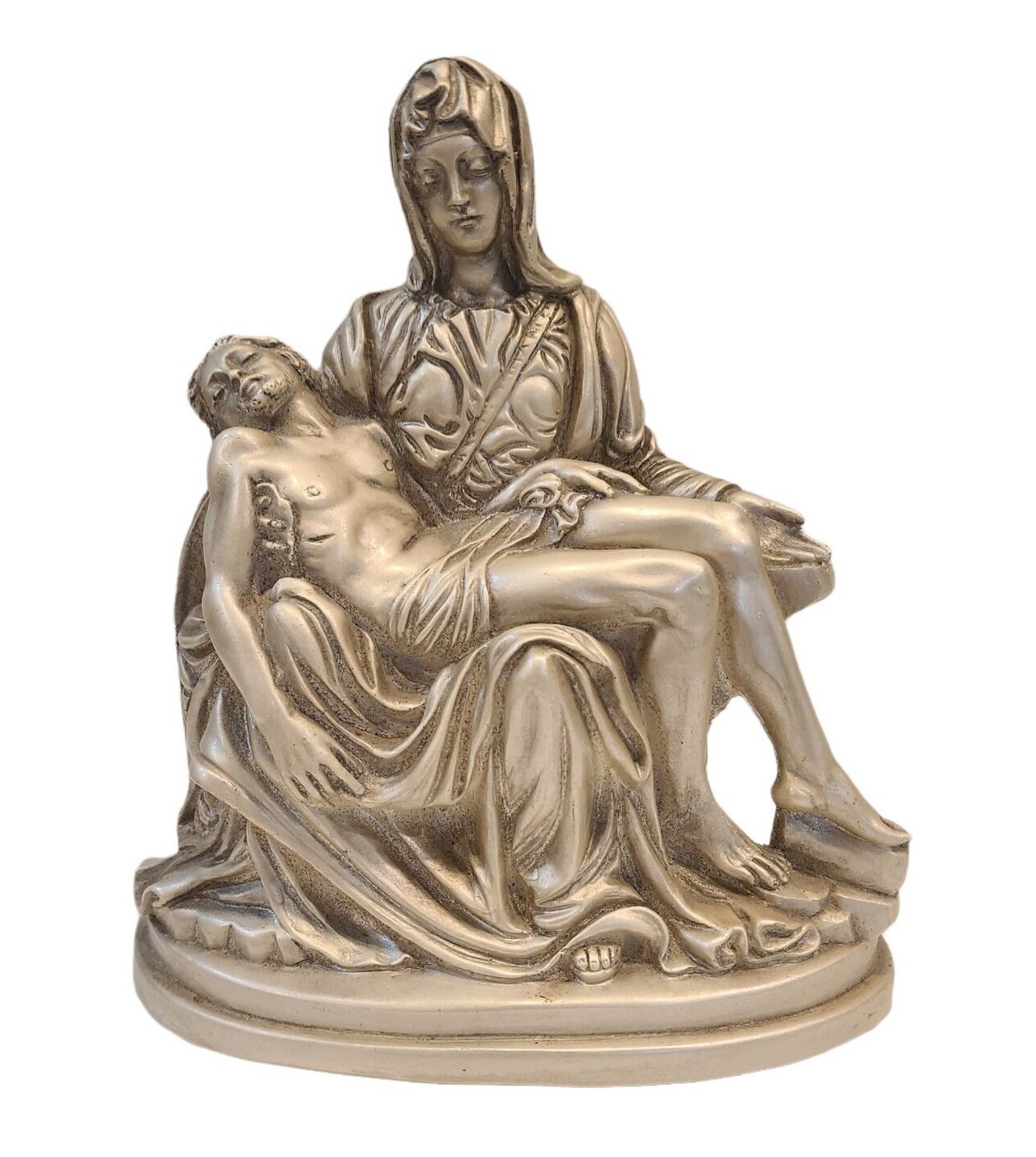 Vintage Esco Michelangelo Pietà Jesus & Mary Chalkware Statue Art w/ Pearl Glaze