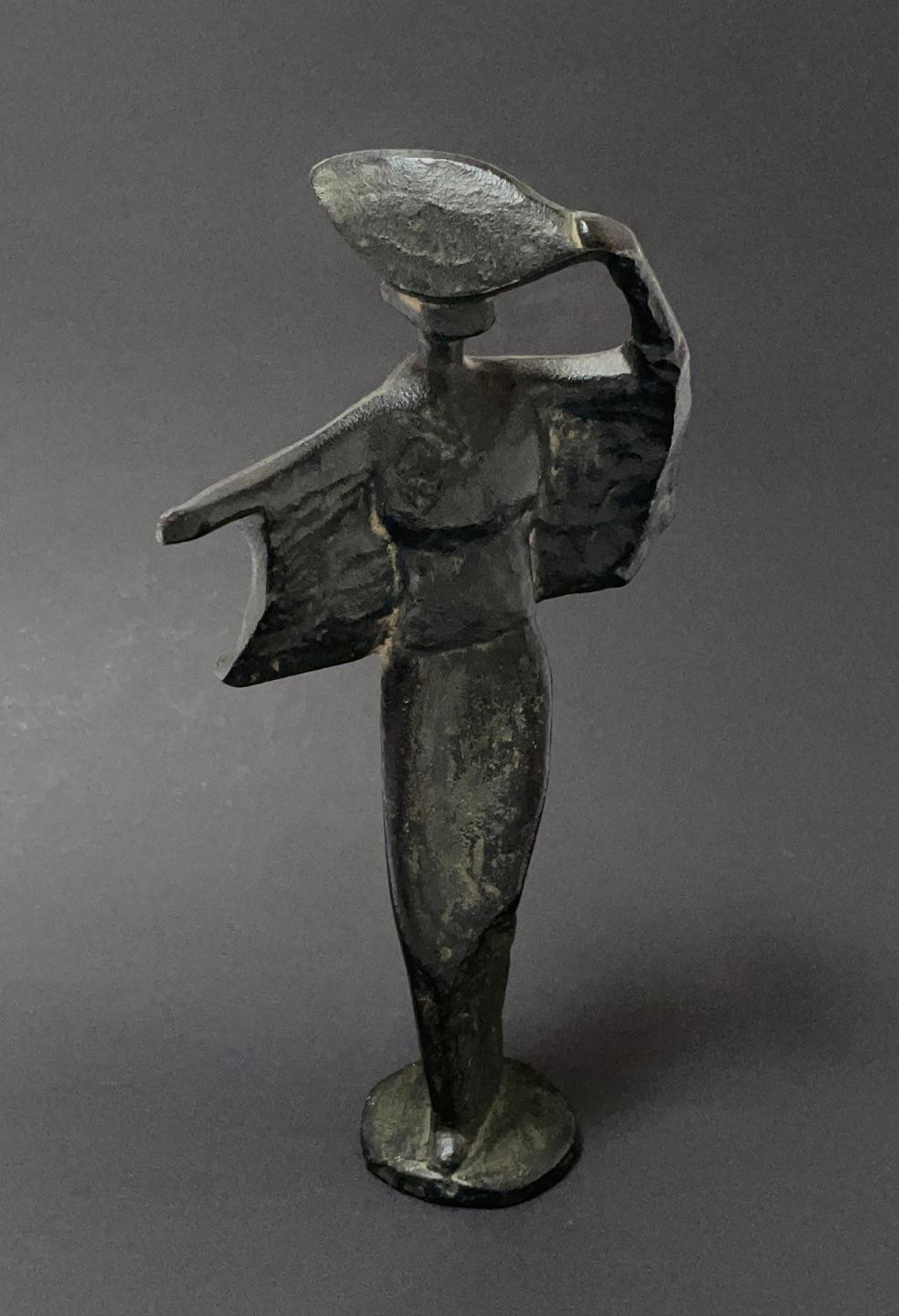 MID CENTURY MODERN CAST IRON DANCING GEISHA GIRL FIGURE SCULPTURE MCM
