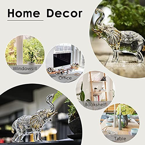 Handmade Crystal Thai Elephant Statue with Trunk Raised Figurine Home Decor T…