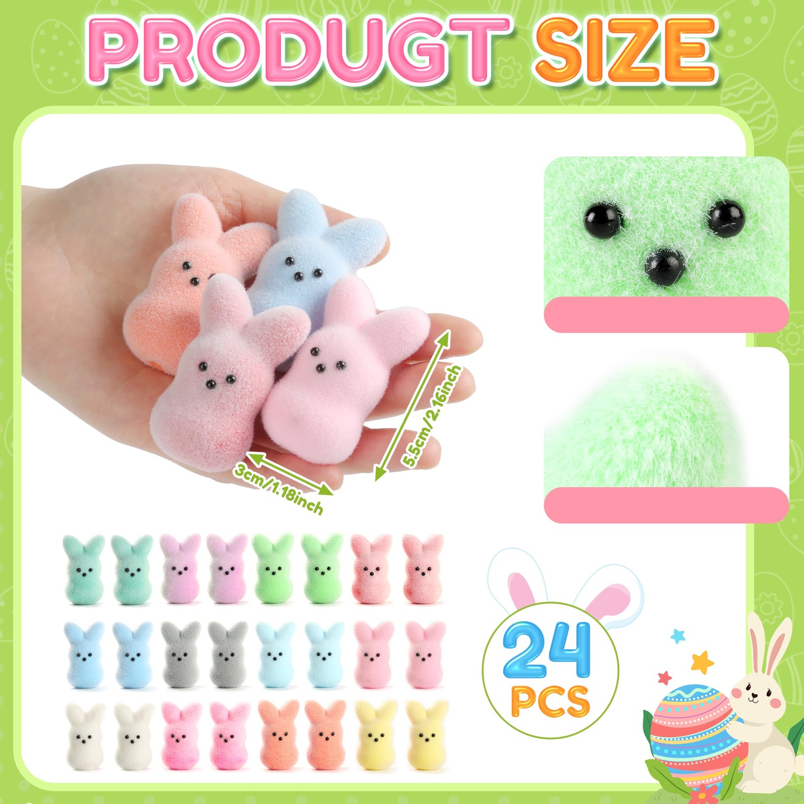 Easter Bunny Figurines Set of 24, Realistic Fuzzy Rabbit Decorations, Easter …