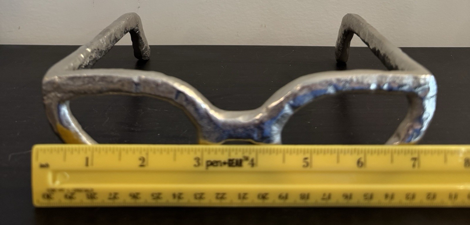 Large Retro Cat Eye Glasses Hammered Silver Aluminum Sculpture Home Decor Accent