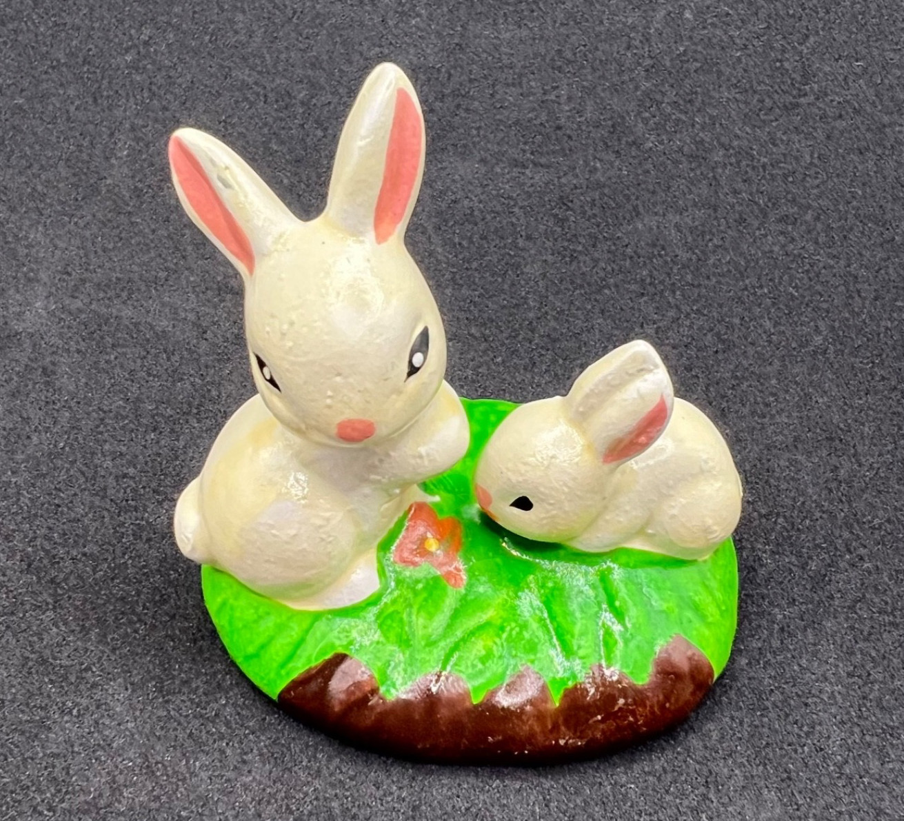Hand Painted Easter Bunny Figurine Ceramic Spring Hare Cottagecore Decor Small