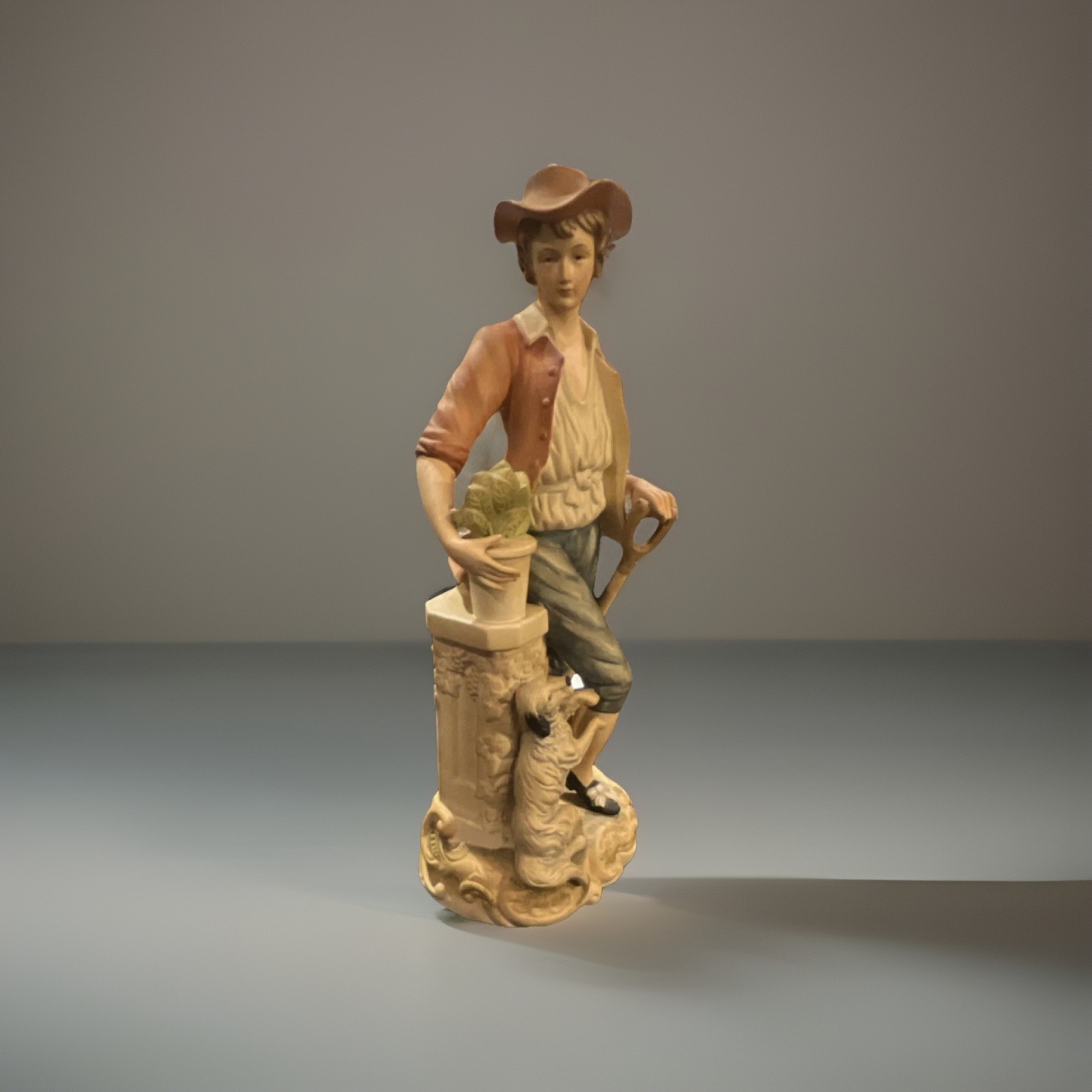 Andrea Sadek 7127 Capodimonte Man & Dog Figurine Porcelain Hand Painted Matte